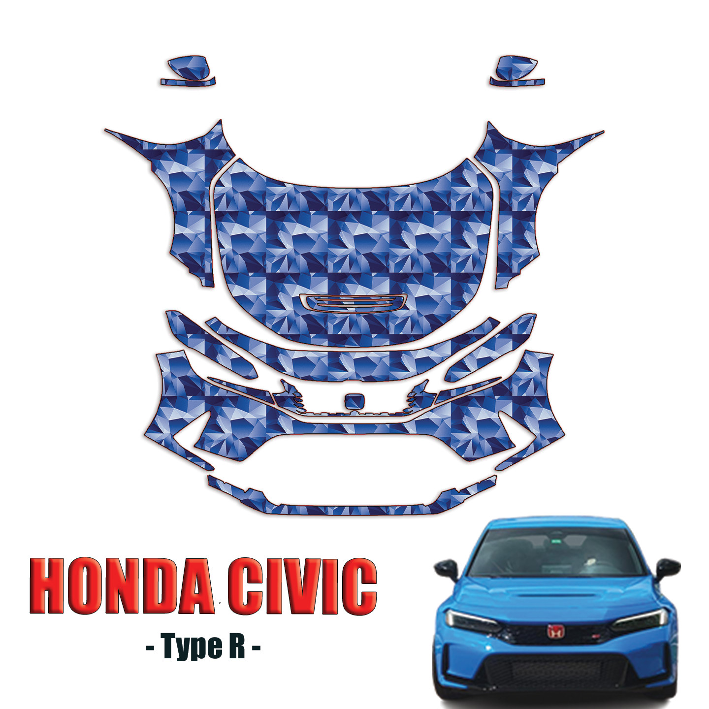 2023-2024 Honda Civic Type R Precut Paint Protection PPF Kit – Full Front