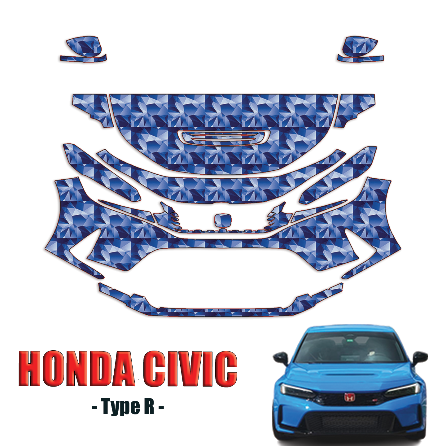 2023-2024 Honda Civic Type R Precut Paint Protection PPF Kit – Partial Front