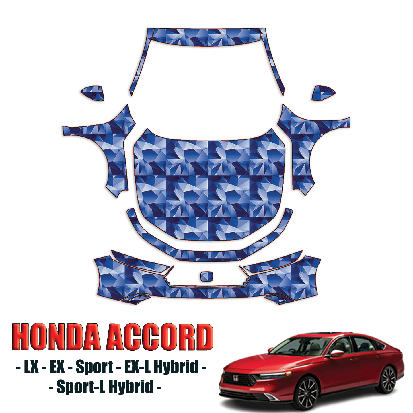 2023-2024 Honda Accord – LX, EX, Sport, EX-L Hybrid, Sport-L Hybrid Paint Protection Pre Cut PPF Kit – Full Front