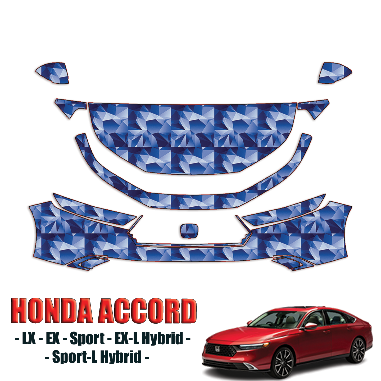 2023-2024 Honda Accord – LX, EX, Sport, EX-L Hybrid, Sport-L Hybrid Precut Paint Protection PPF Kit – Partial Front