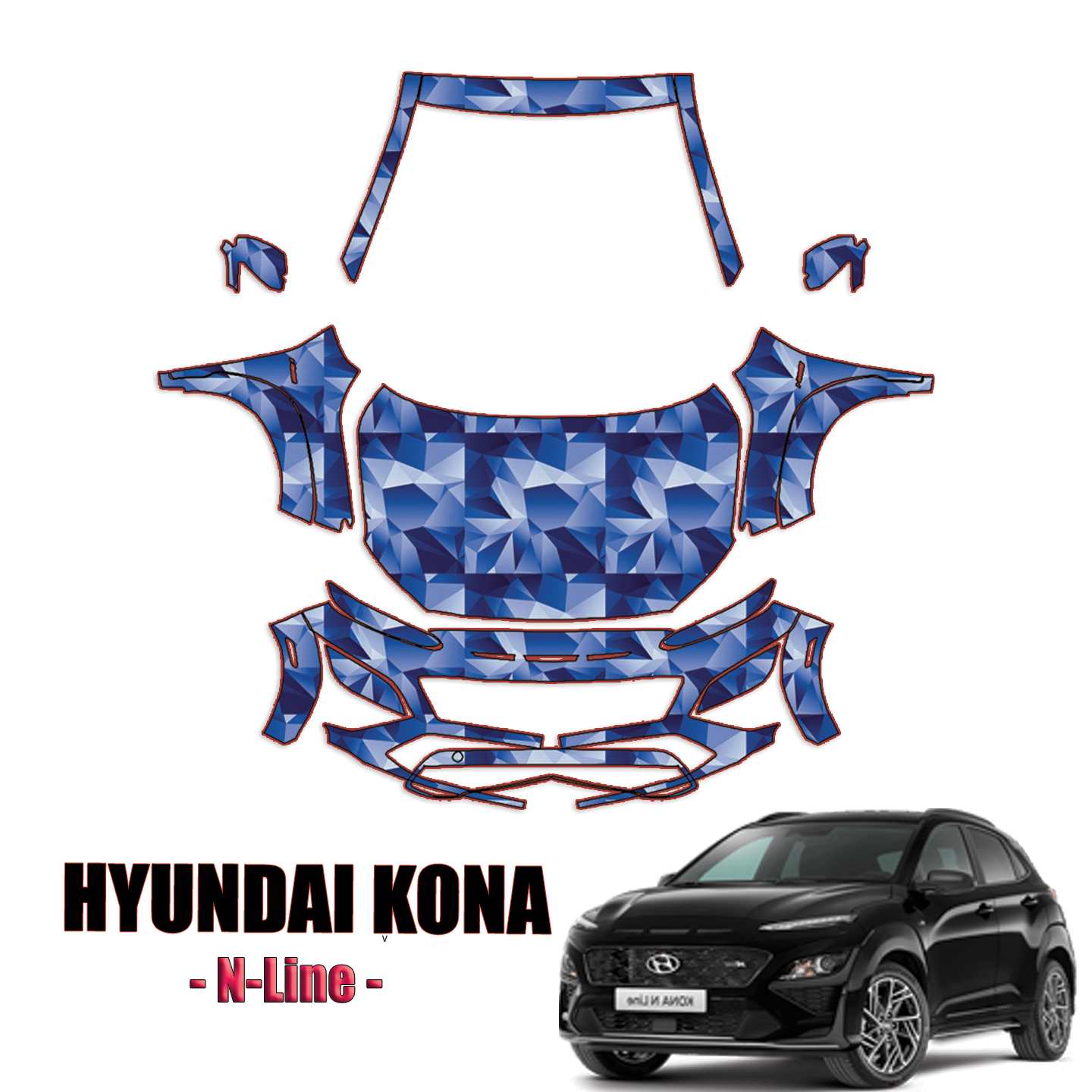 2022-2023 Hyundai Kona N-Line Precut Paint Protection Kit – Full Front + A Pillars + Rooftop