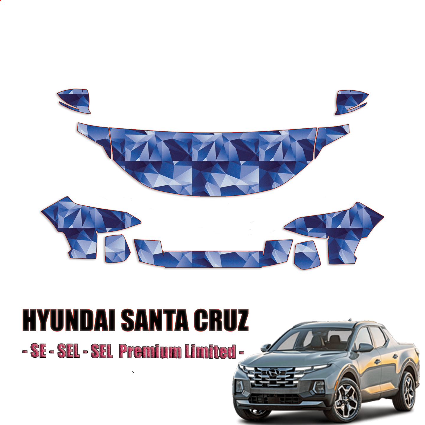 2022-2024 Hyundai Santa Cruz Precut Paint Protection PPF Kit – Partial Front
