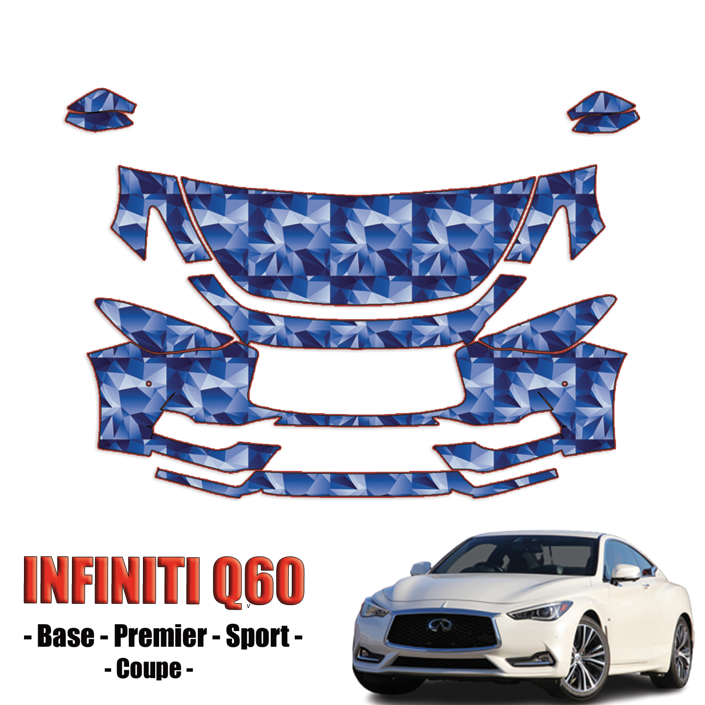 2017-2023 Infiniti Q60 Precut Paint Protection Kit – Partial Front