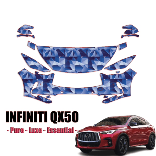 2019-2023 Infiniti QX50  – Pure, Luxe, Essential – Precut Paint Protection Kit (PPF) Partial Front