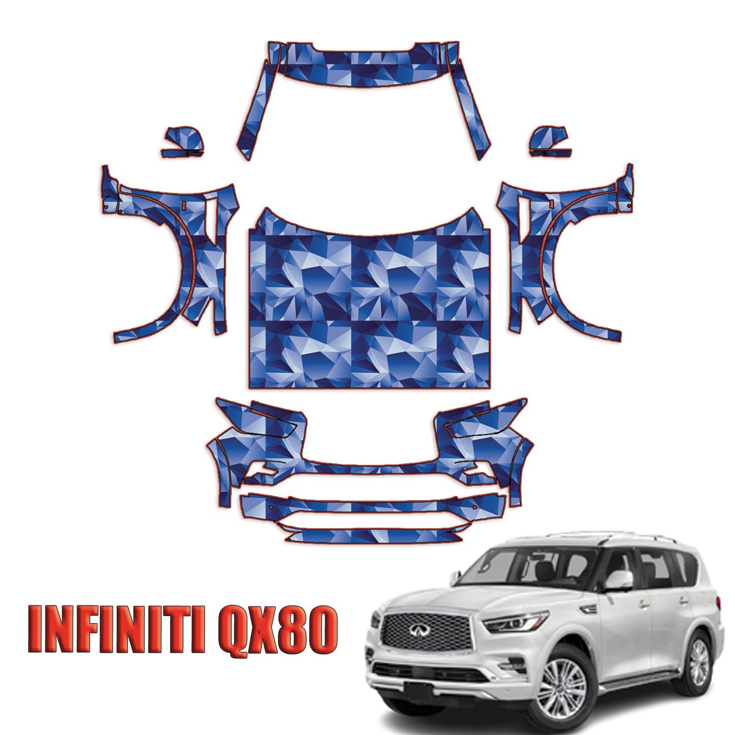 2018-2024 Infiniti QX80 Precut Paint Protection PPF Kit – Full Front + A Pillars + Rooftop