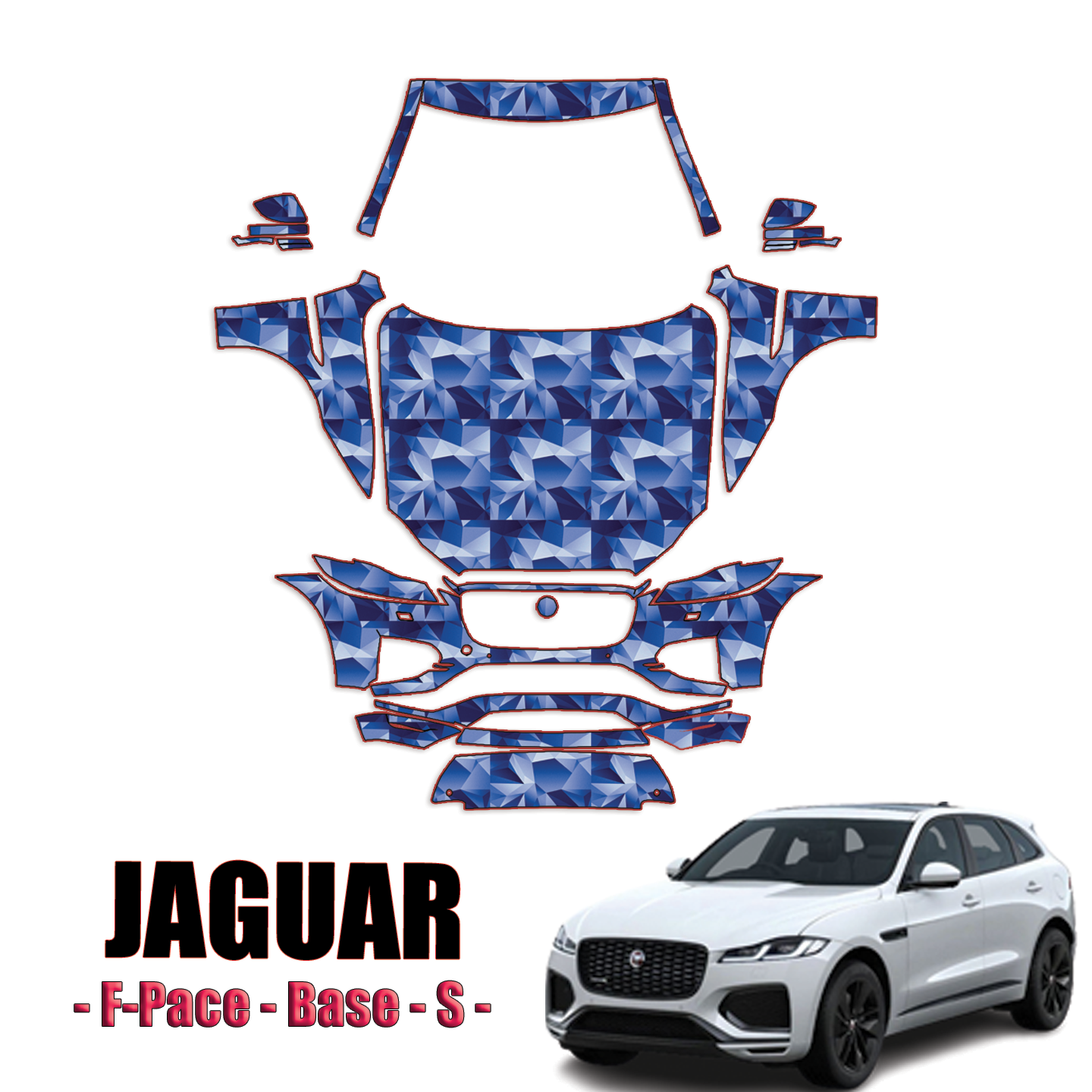 2021-2023 Jaguar F-Pace – Base, S Precut Paint Protection Kit – Full Front + A Pillars + Rooftop