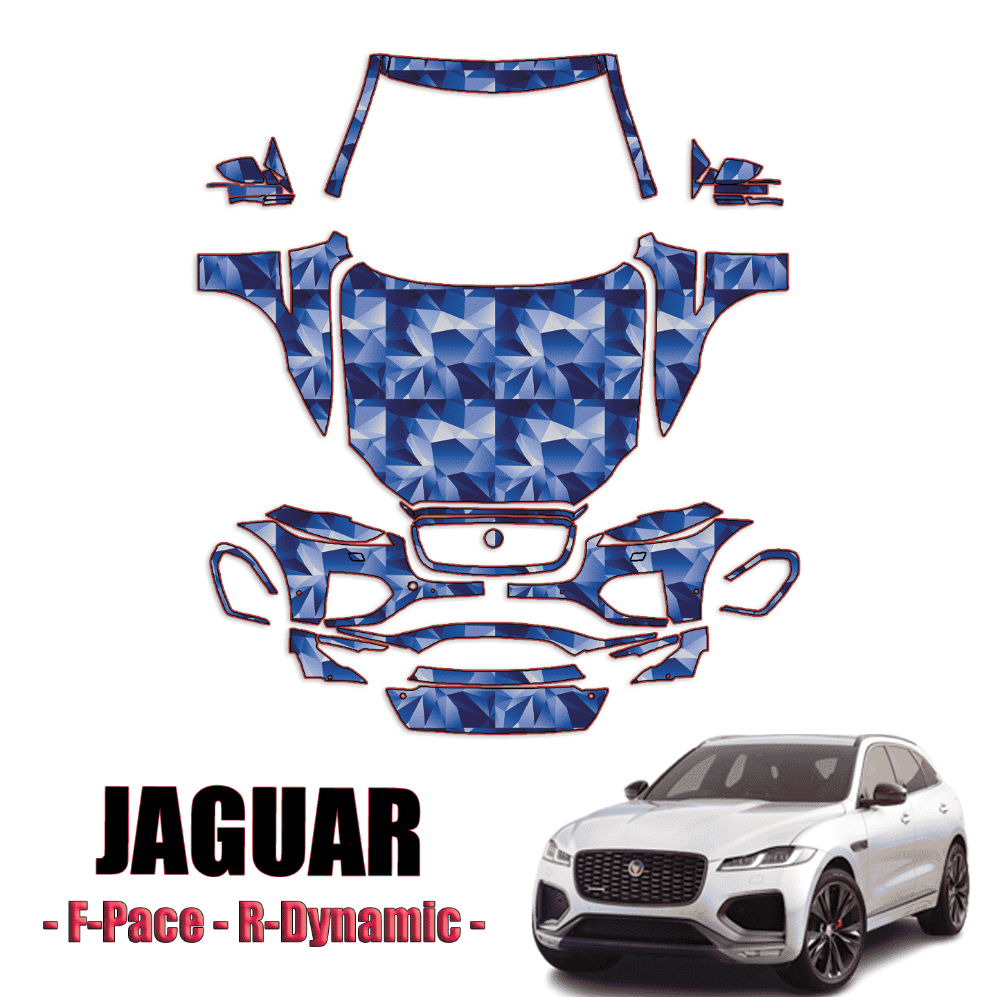 2021-2023 Jaguar F-Pace R Dynamic Precut Paint Protection Kit – Full Front + A Pillars + Rooftop