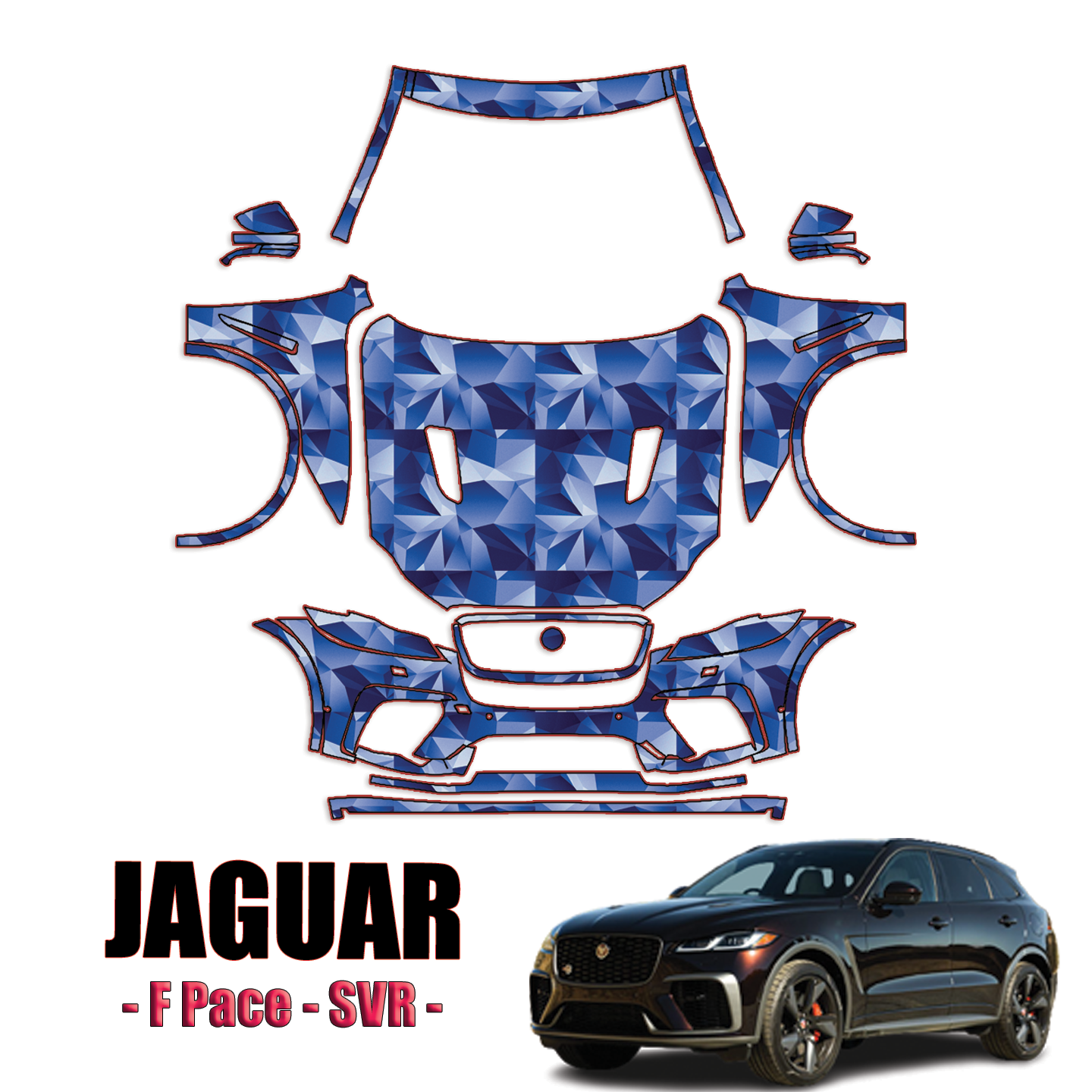 2021-2023 Jaguar F-Pace – SVR Precut Paint Protection Kit – Full Front + A Pillars + Rooftop