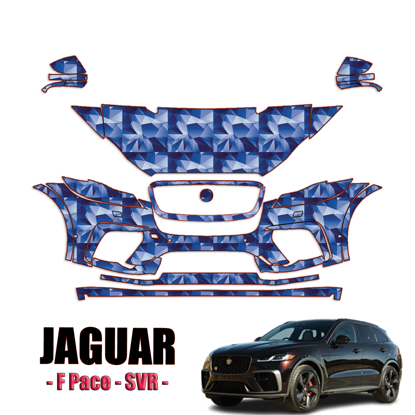 2021-2023 Jaguar F-Pace – SVR Precut Paint Protection Kit – Partial Front