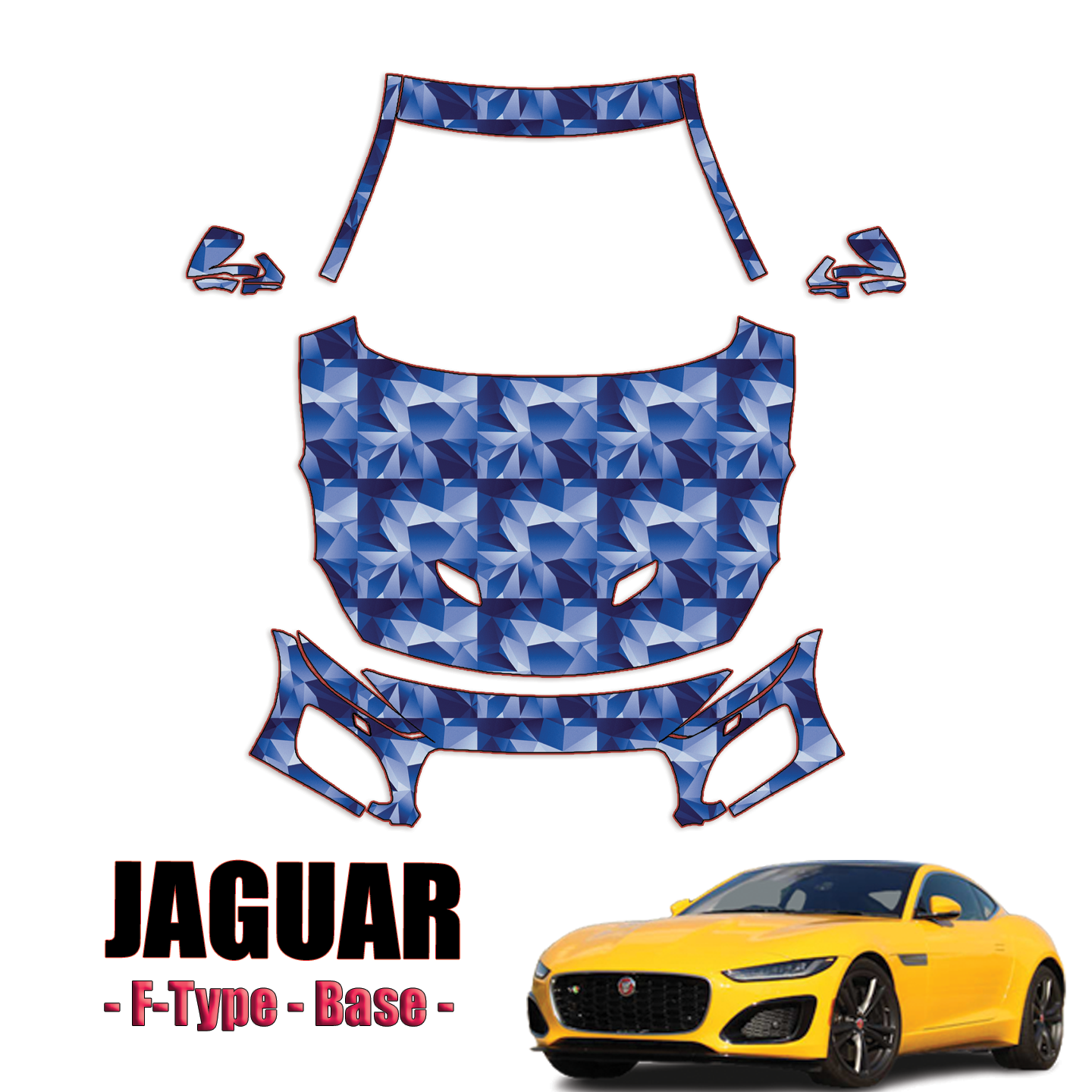 2021-2023 Jaguar F-Type – Base Precut Paint Protection Kit – Full Front + A Pillars + Rooftop