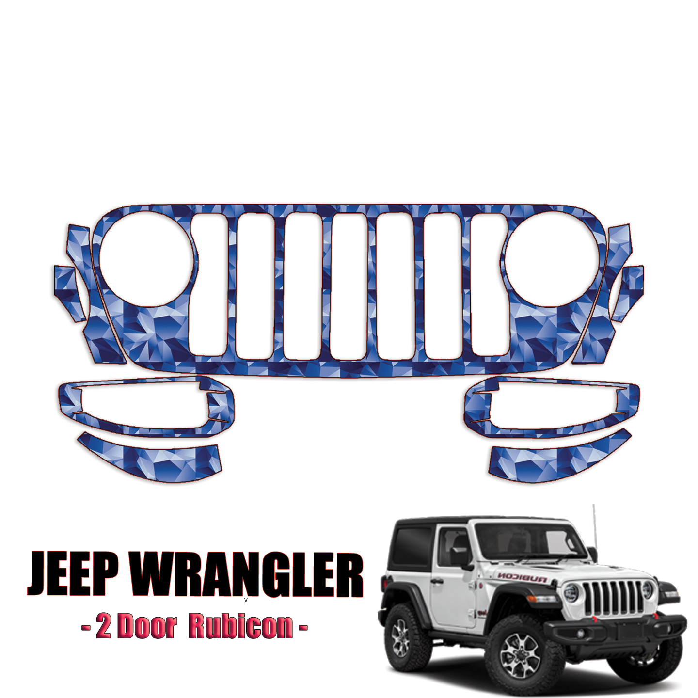 2021-2024 Jeep Wrangler 2 Door-Rubicon Precut Paint Protection PPF Kit – Front Bumper