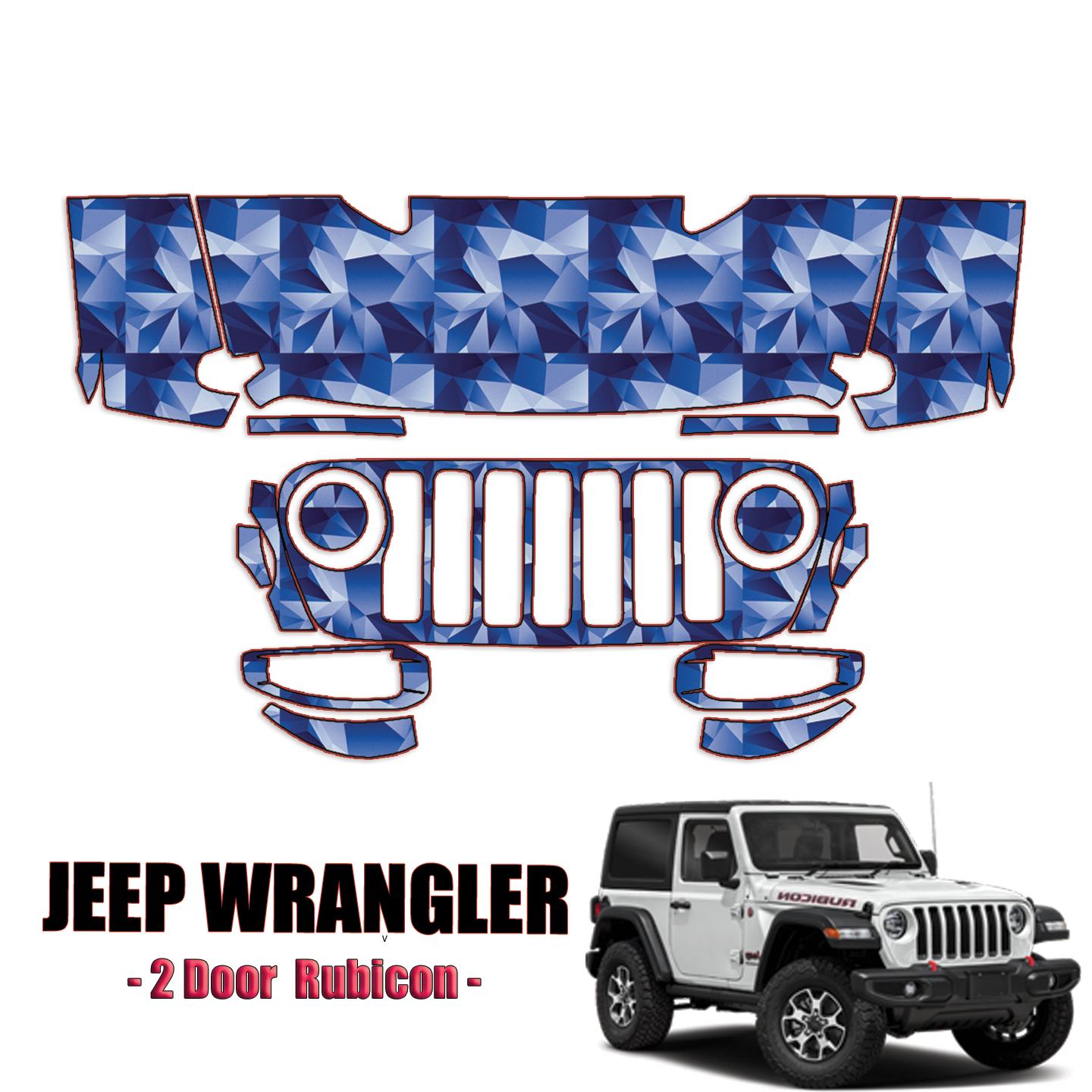 2021-2024 Jeep Wrangler 2 Door-Rubicon Precut Paint Protection Kit – Partial Front