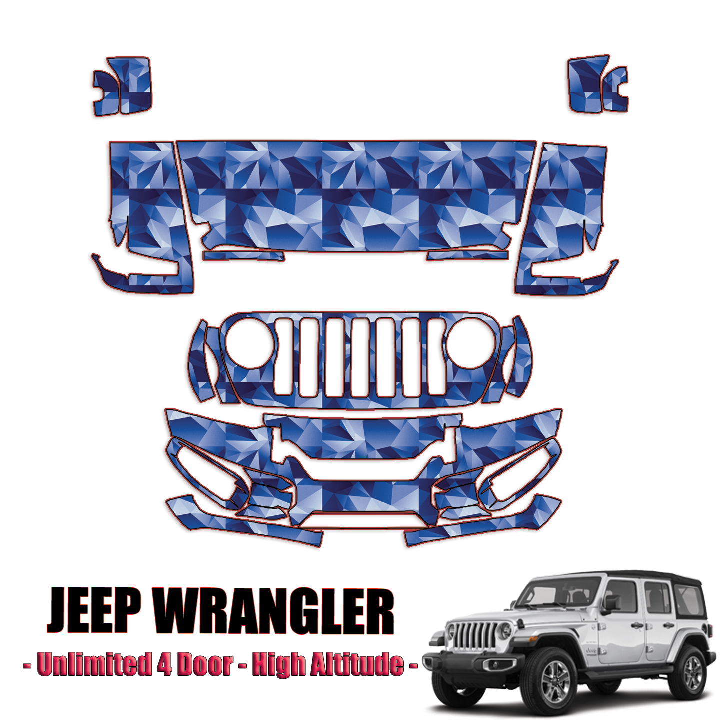 2020-2024 Jeep Wrangler 4 Door Unlimited Precut Paint Protection PPF Kit – Partial Front