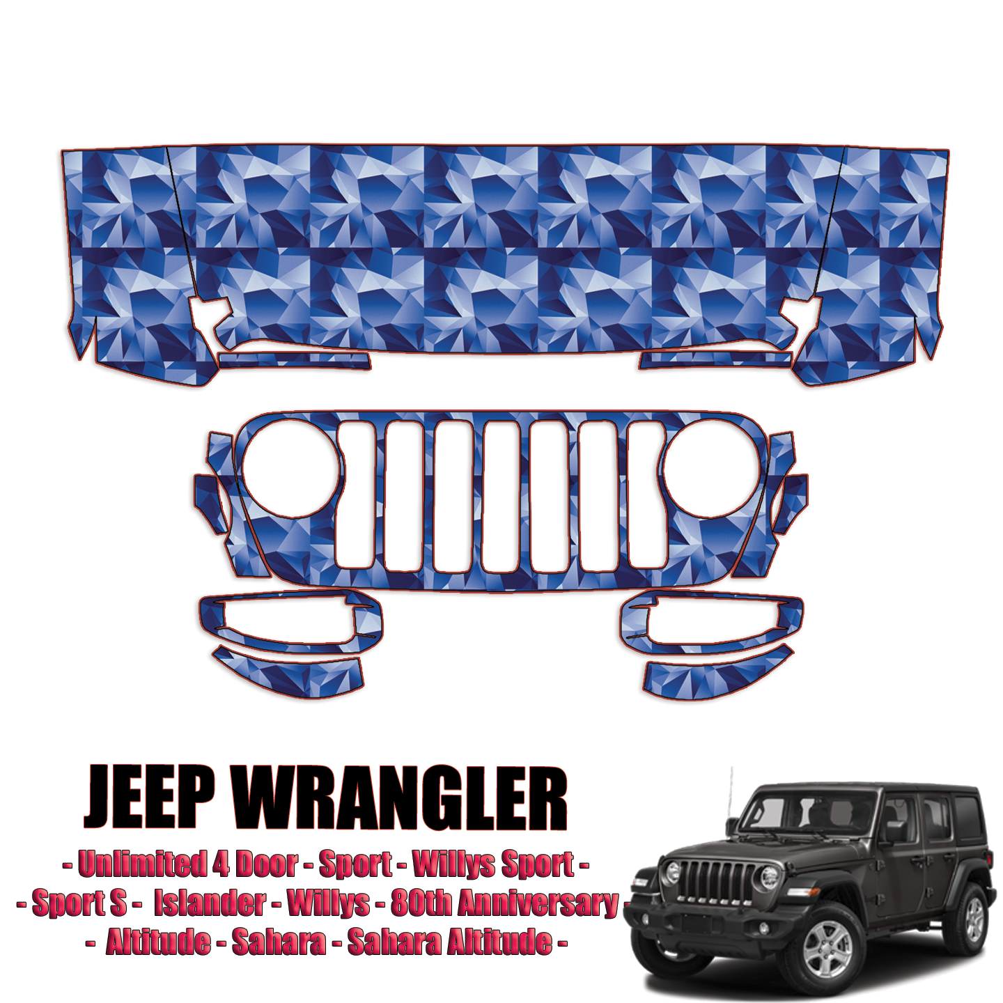 2021-2024 Jeep Wrangler Unlimited 4 Door Precut Paint Protection PPF Kit – Partial Front
