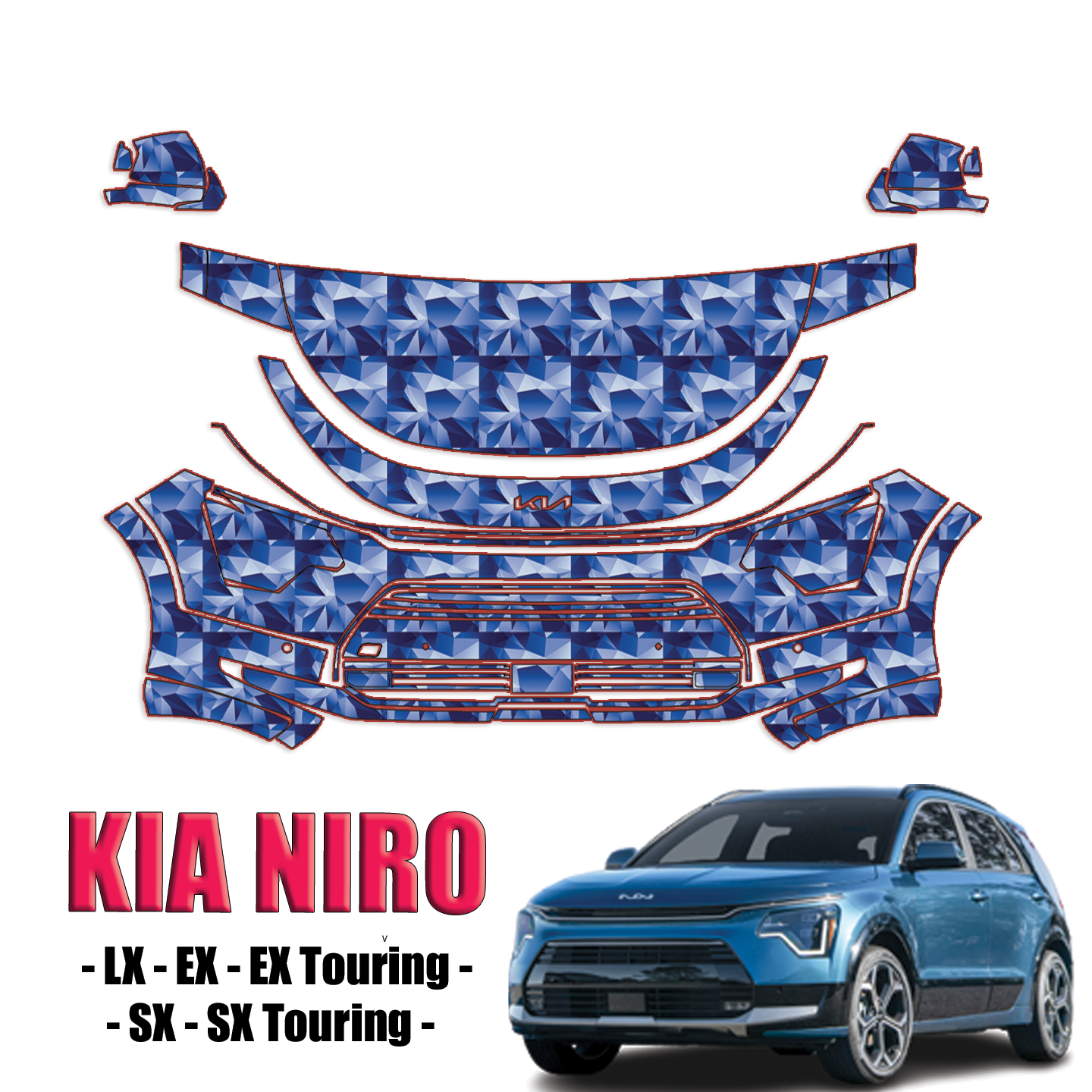 2023-2024 Kia Niro – LX, EX, EX Touring, SX, SX Touring Pre Cut Paint Protection PPF Kit – Partial Front