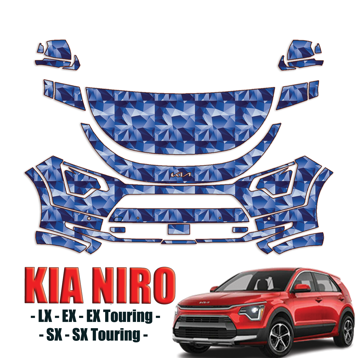 2023-2024 Kia Niro – LX, EX, EX Touring, SX, SX Touring Pre Cut Paint Protection PPF Kit – Partial Front
