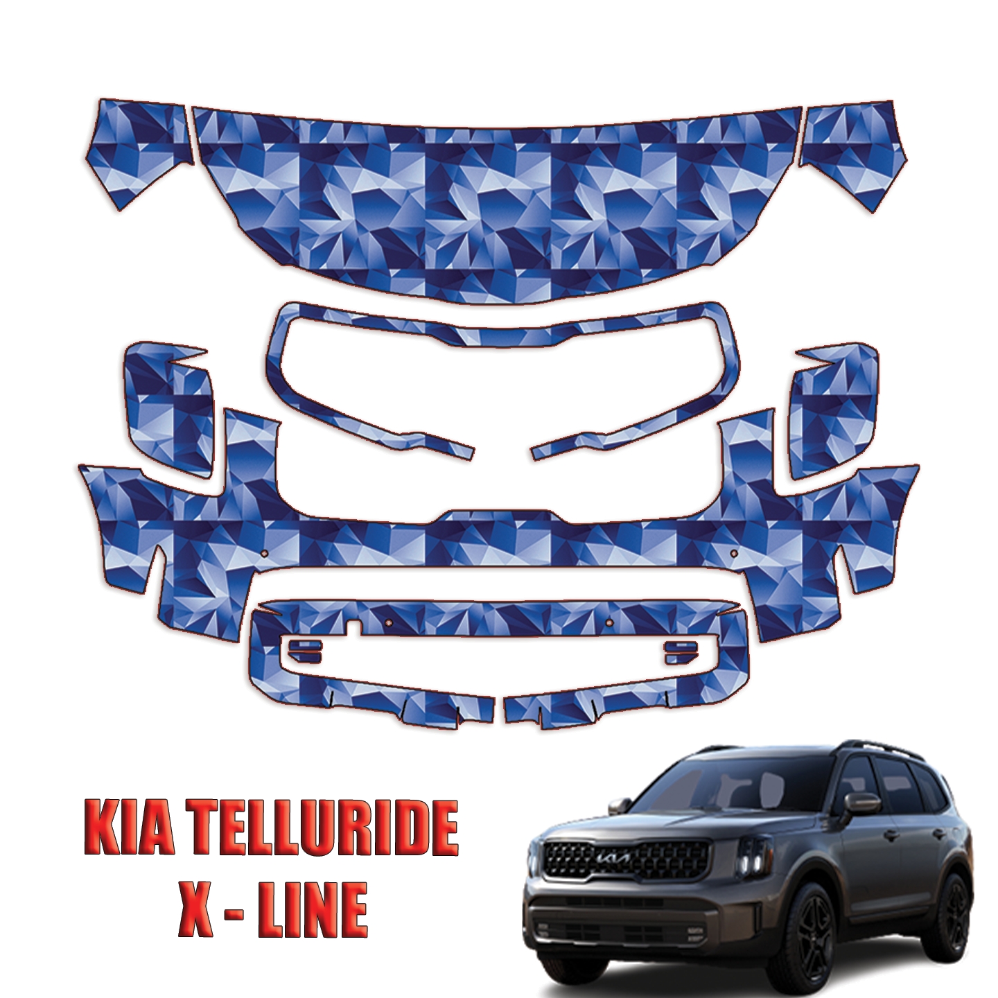 2023-2024 Kia Telluride X-Line Pre Cut Paint Protection PPF Kit – Partial Front