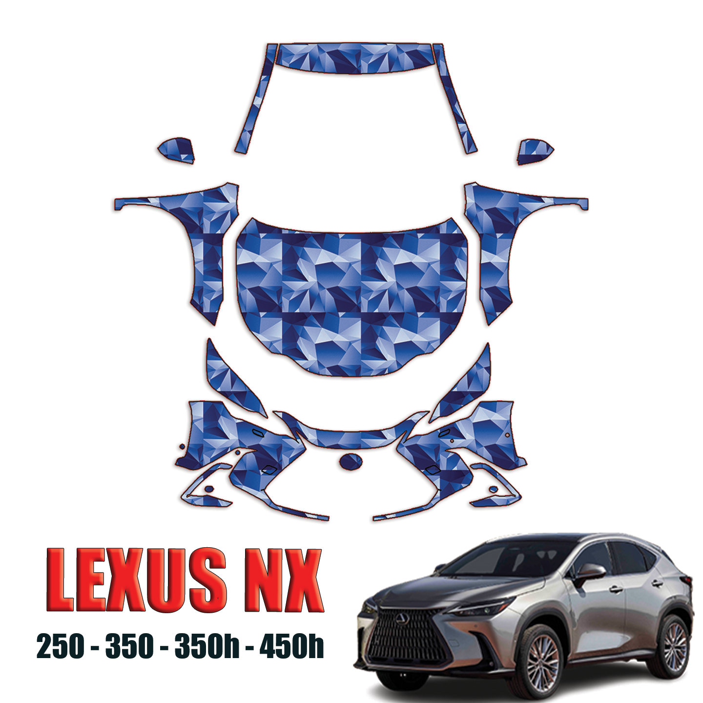 2022-2024 Lexus NX 250, 350, 350h, 450h Pre Cut Paint Protection Kit – Full Front + A Pillars + Rooftop