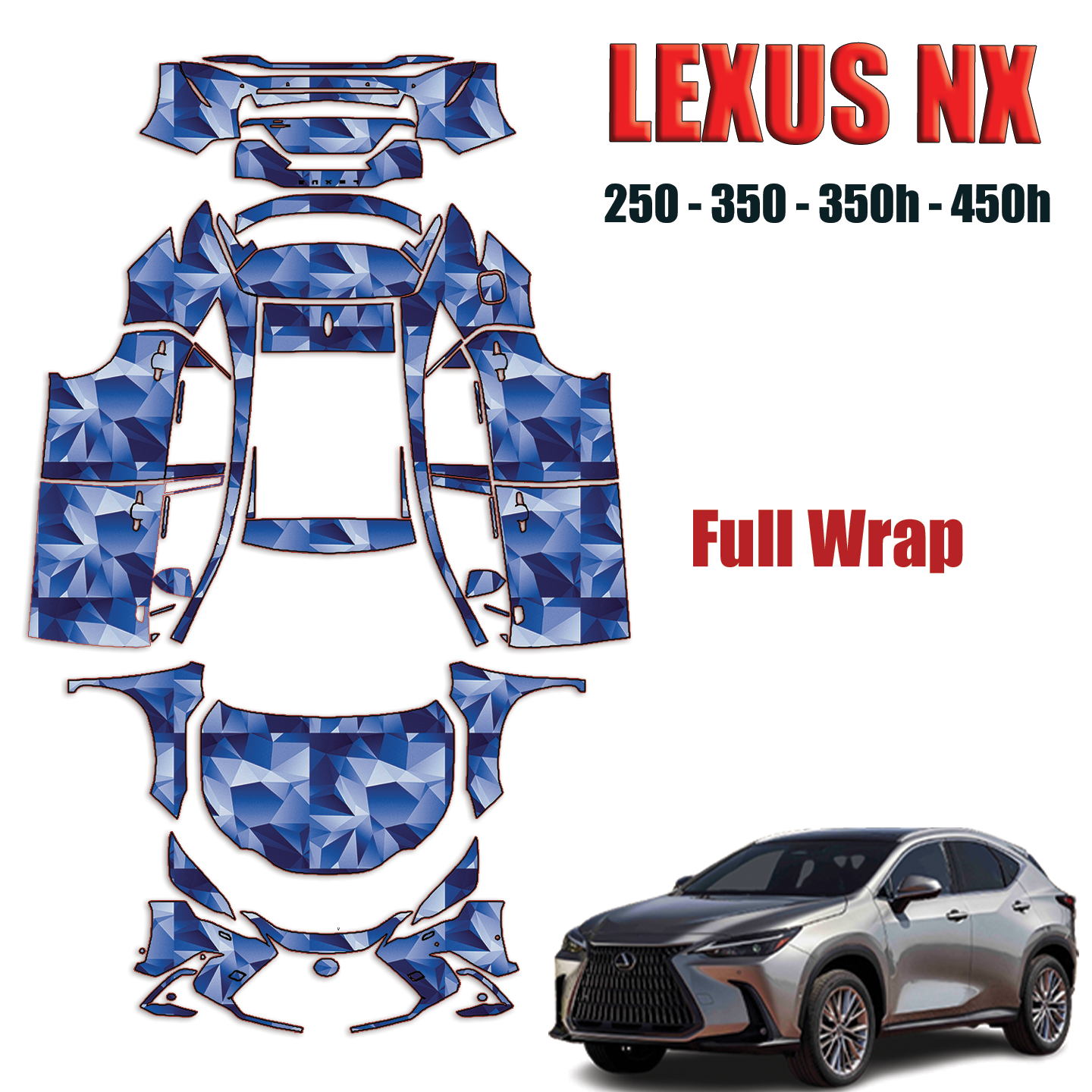 2022-2024 Lexus NX 250, 350, 350h, 450h Pre Cut Paint Protection Kit – Full Wrap Vehicle