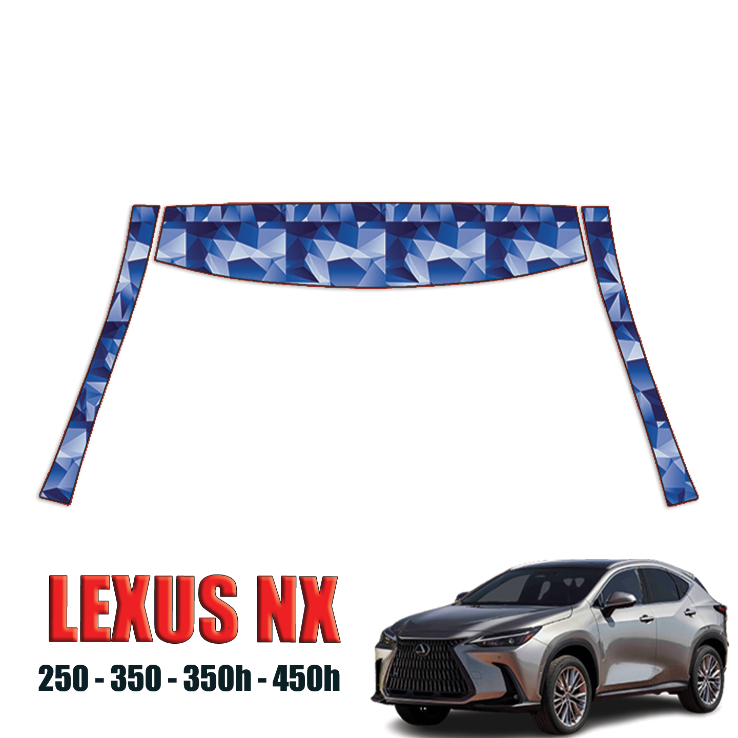 2022-2024 Lexus NX 250, 350, 350h, 450h Paint Protection Kit – A Pillars + Rooftop