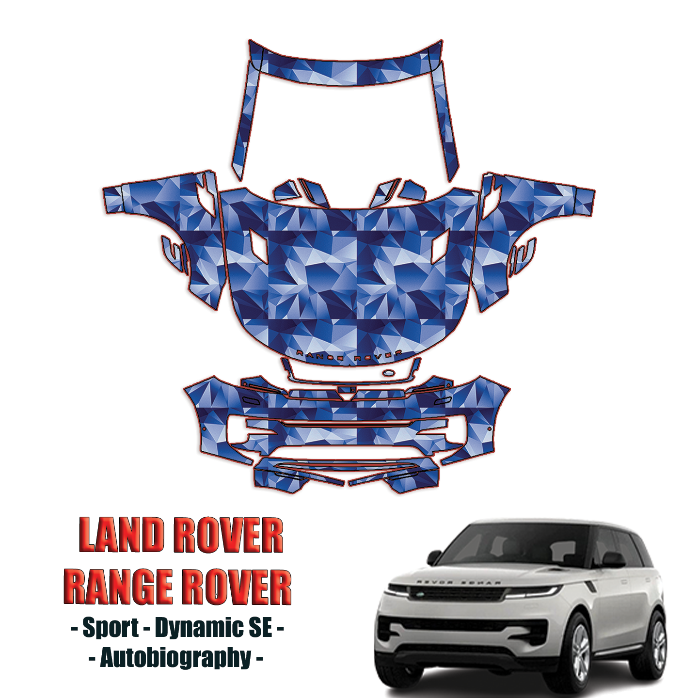 2023-2024 Land Rover Range Rover – Sport Dynamic SE, Autobiography Paint Protection Precut PPF Kit – Full Front