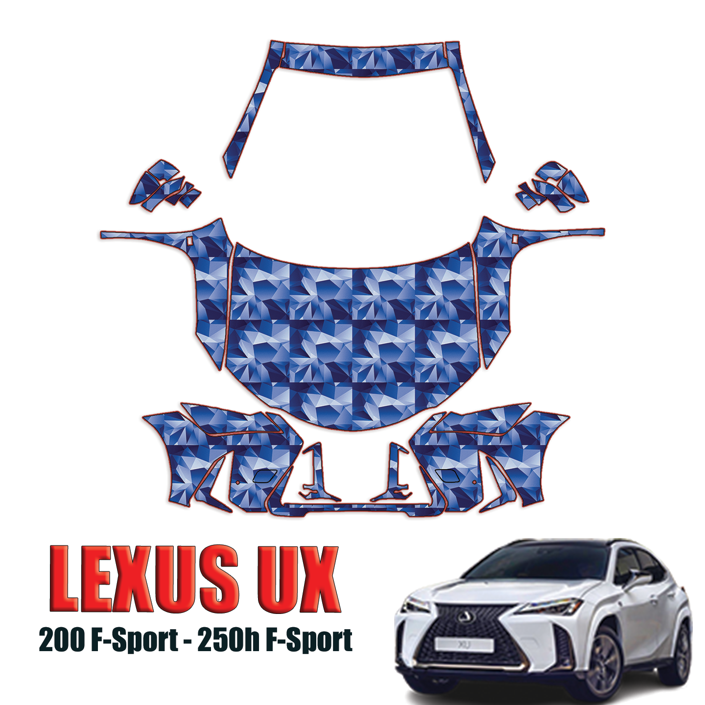 2019-2024 Lexus UX 200 F-Sport, 250h F-Sport Precut Paint Protection Kit – Full Front