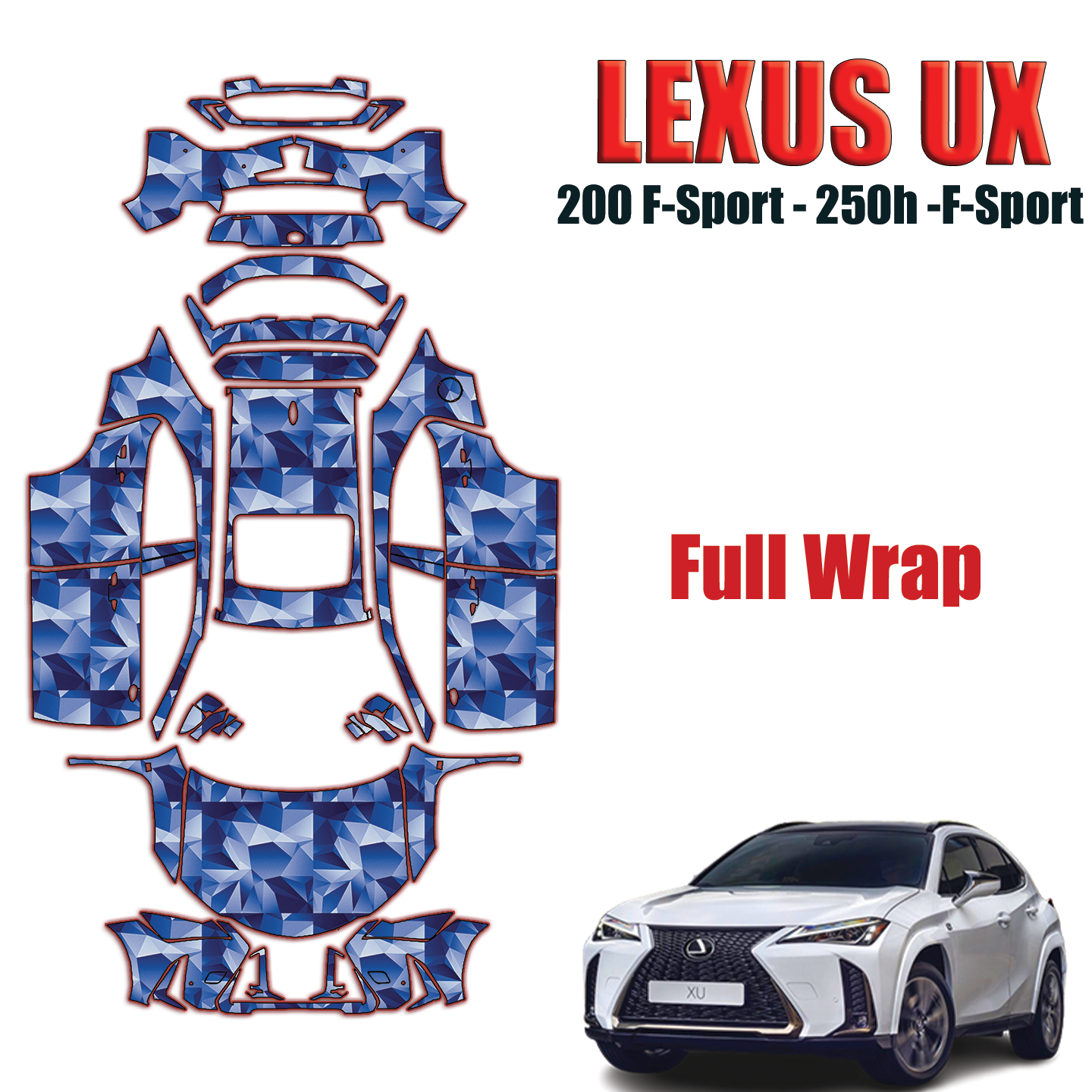  2019-2024 Lexus UX 200 F-Sport, 250h F-Sport Precut Paint Protection Kit – Full Wrap Vehicle