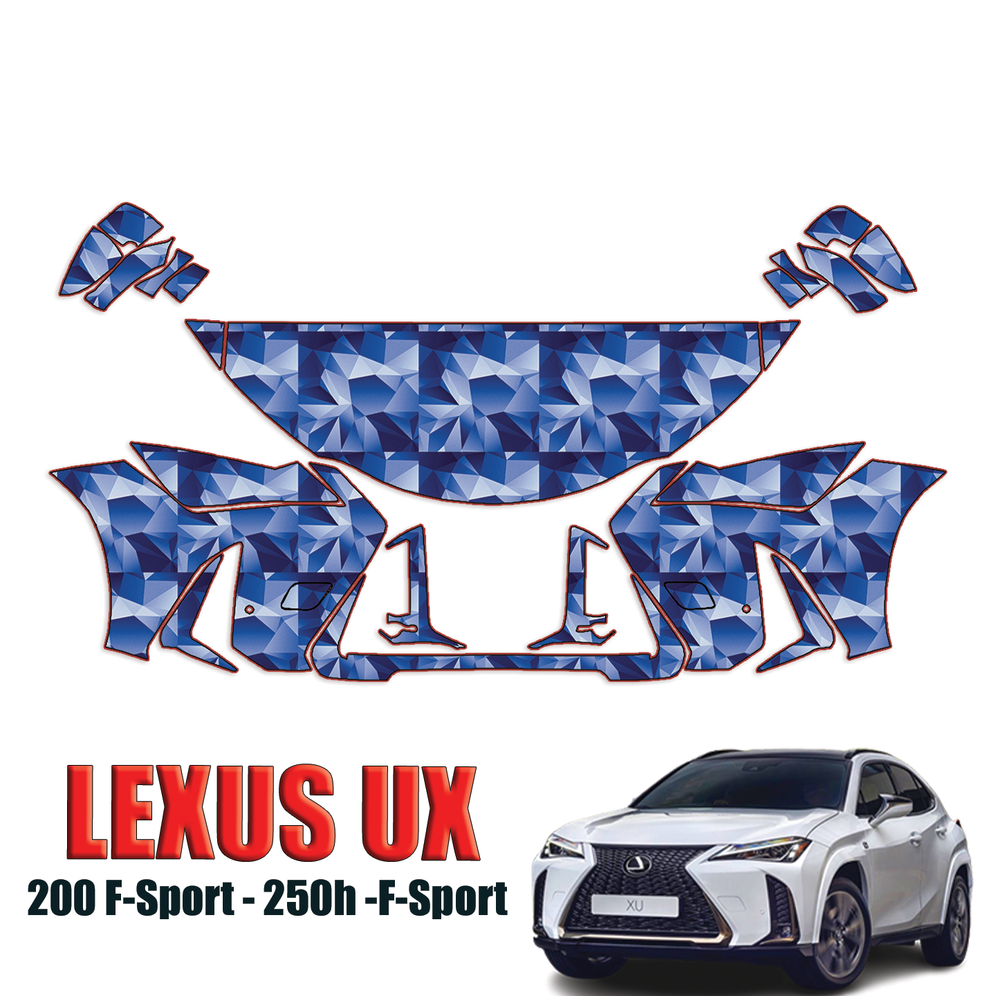 2019-2024 Lexus UX 200 F-Sport, 250h F-Sport Precut Paint Protection Kit – Partial Front