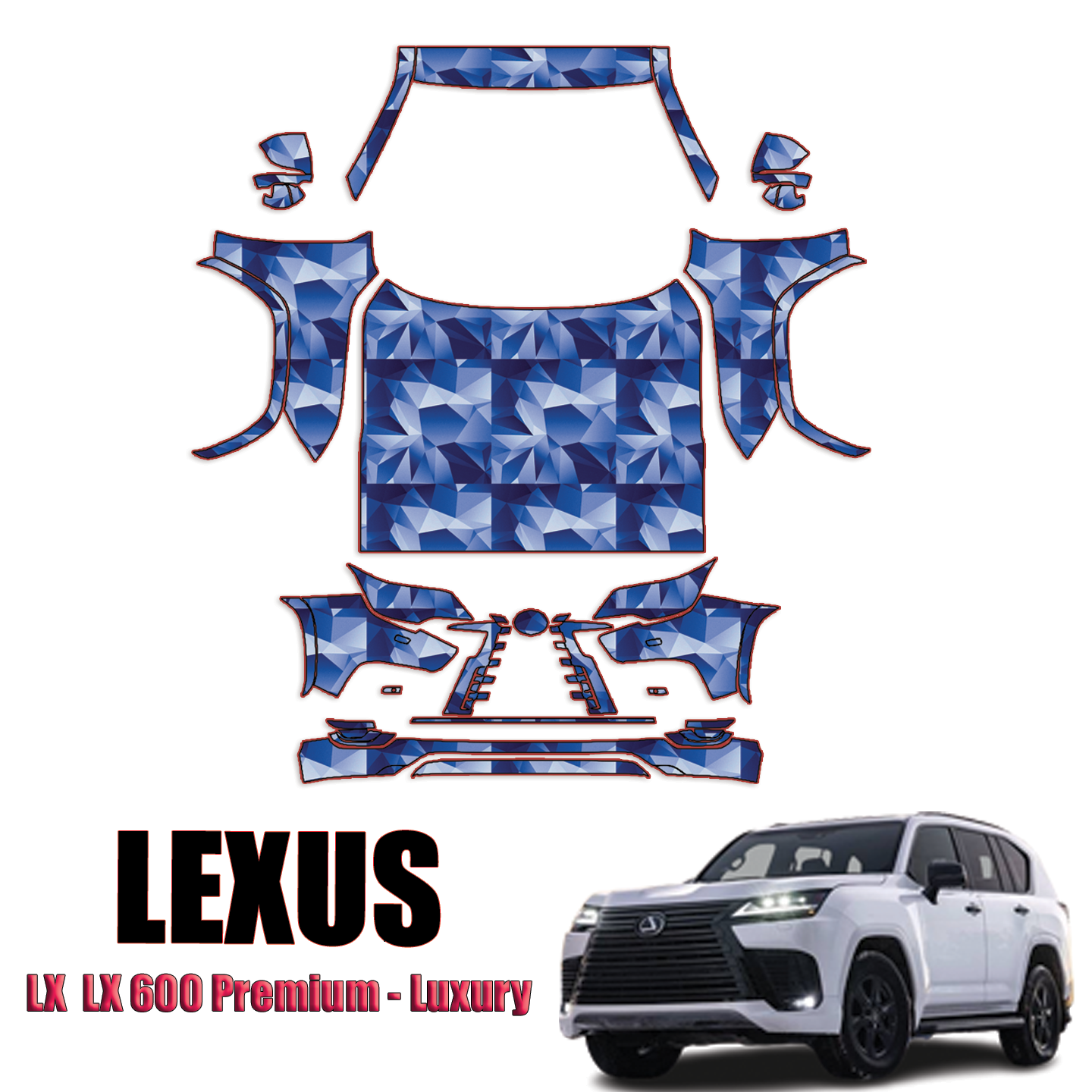 2022-2023 Lexus LX LX600 F-Sport Precut Paint Protection Kit – Full Front