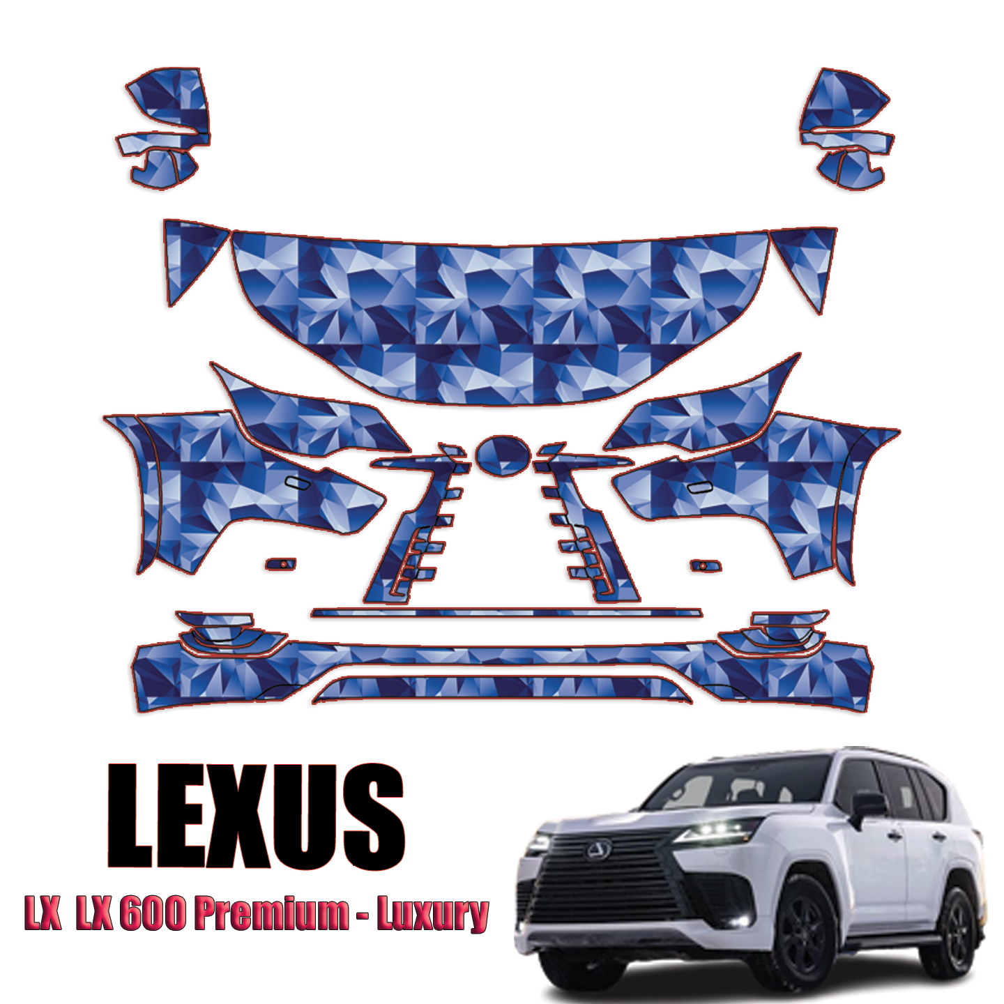 2022-2024 Lexus LX LX600  PPF Precut Paint Protection Kit – Partial Front