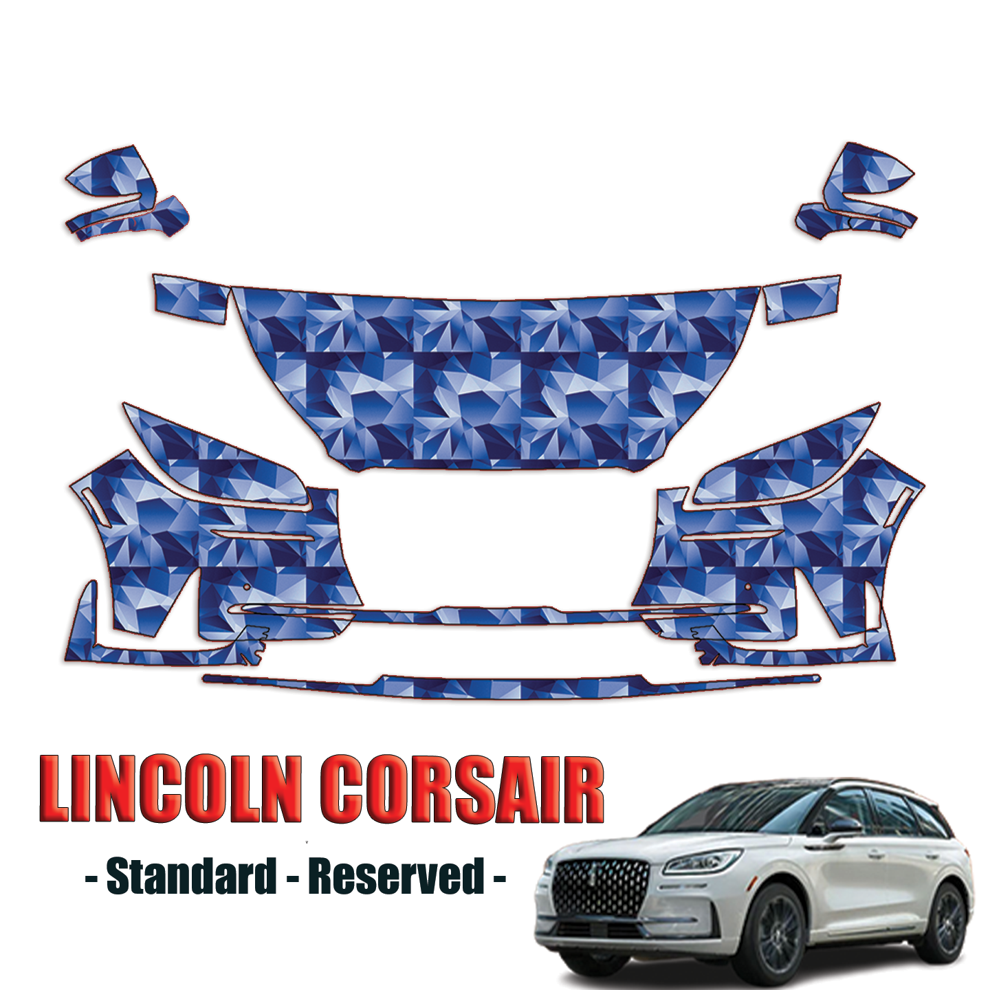 2023-2024 Lincoln Corsair – Standard, Reserved Precut Paint Protection PPF Kit – Partial Front