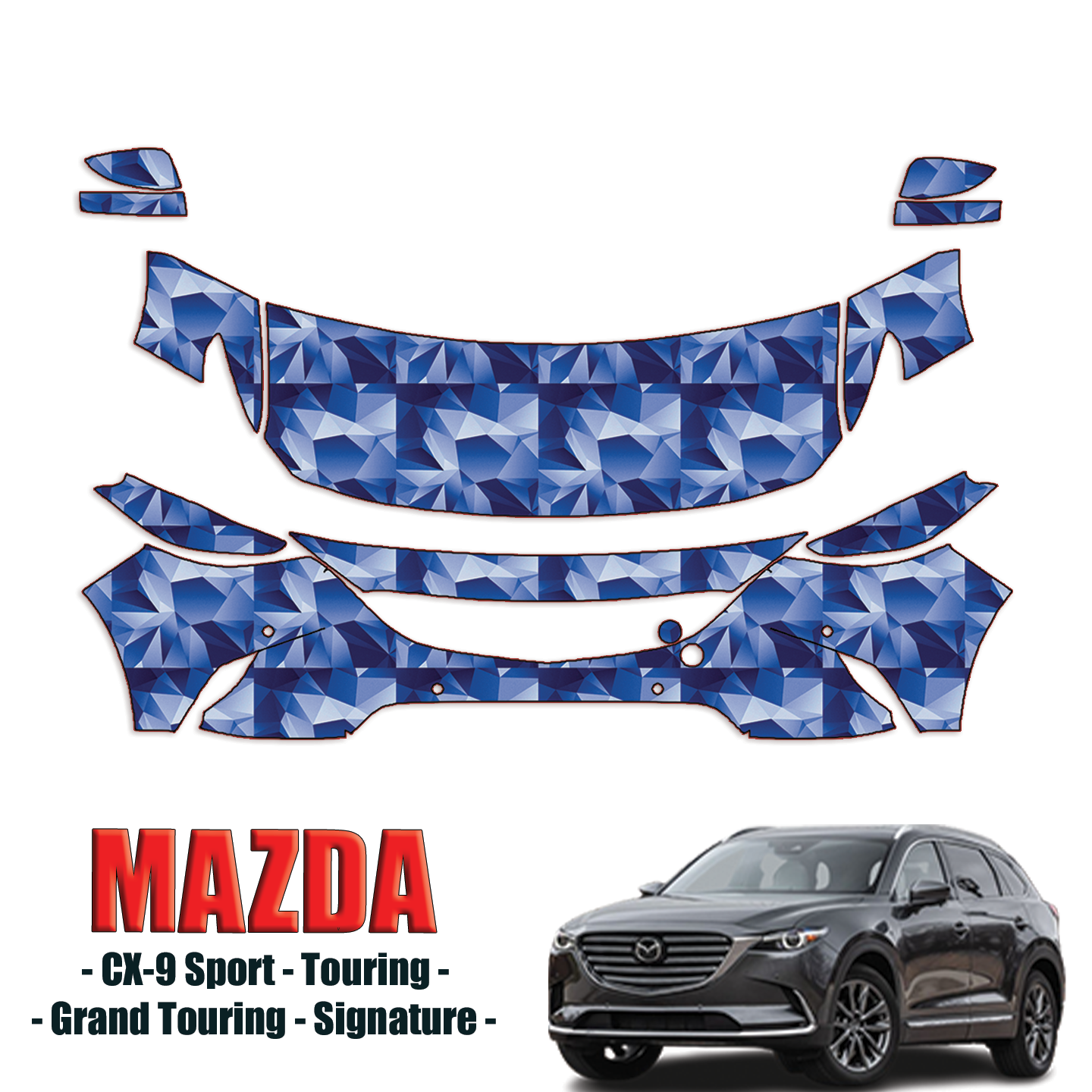2016-2021 Mazda CX-9 Precut Paint Protection Kit PPF – Partial Front
