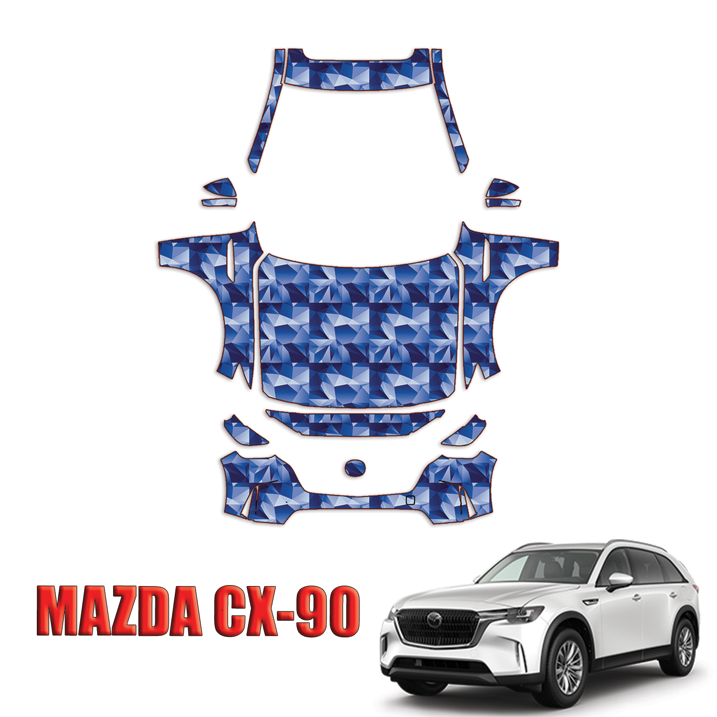 2024-2025 Mazda CX-90 Precut Paint Protection PPF Kit – Full Front