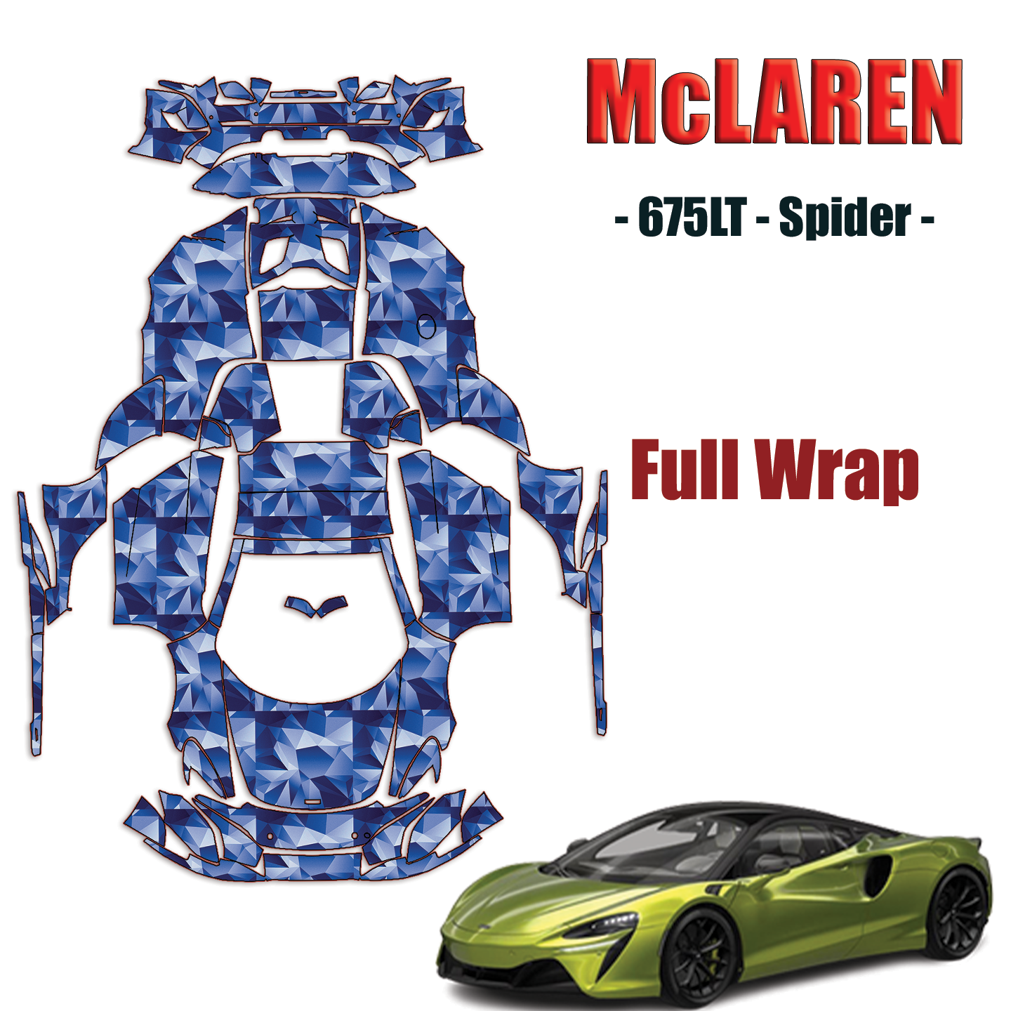 2016-2024 McLaren 675LT – Spider Paint Protection Kit Paint Protection Kit – Full Wrap Vehicle