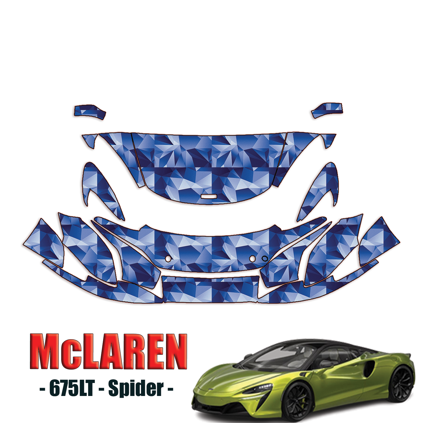 2016-2018 McLaren 675LT – Spider Precut Paint Protection Kit Partial Front
