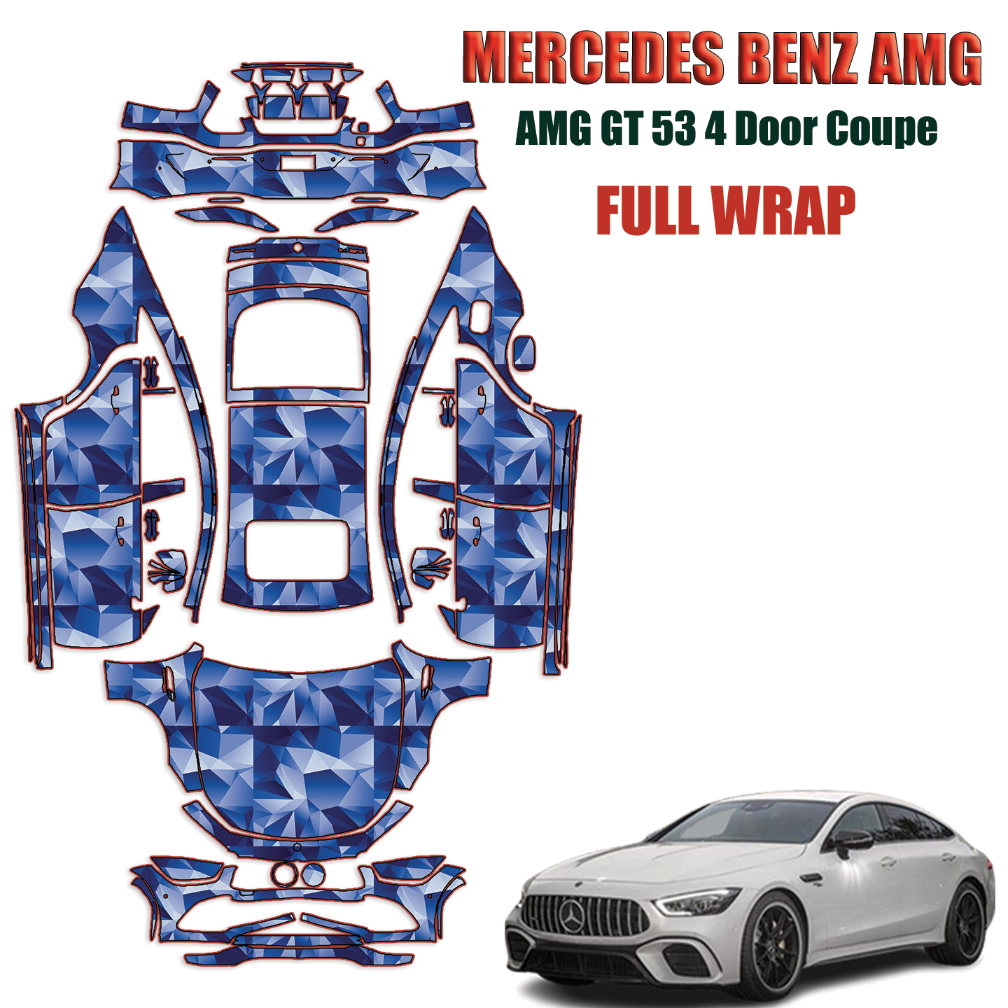  2019-2023 Mercedes-Benz AMG GT53 4 Door Coupe Precut Paint Protection Kit – FULL WRAP