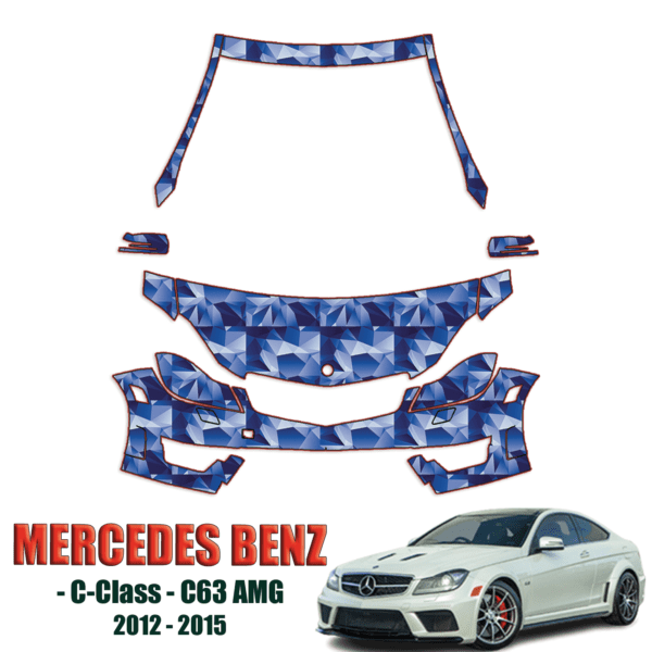 2012-2015 Mercedes Benz C-Class Pre Cut Paint Protection PPF Kit – Partial Front