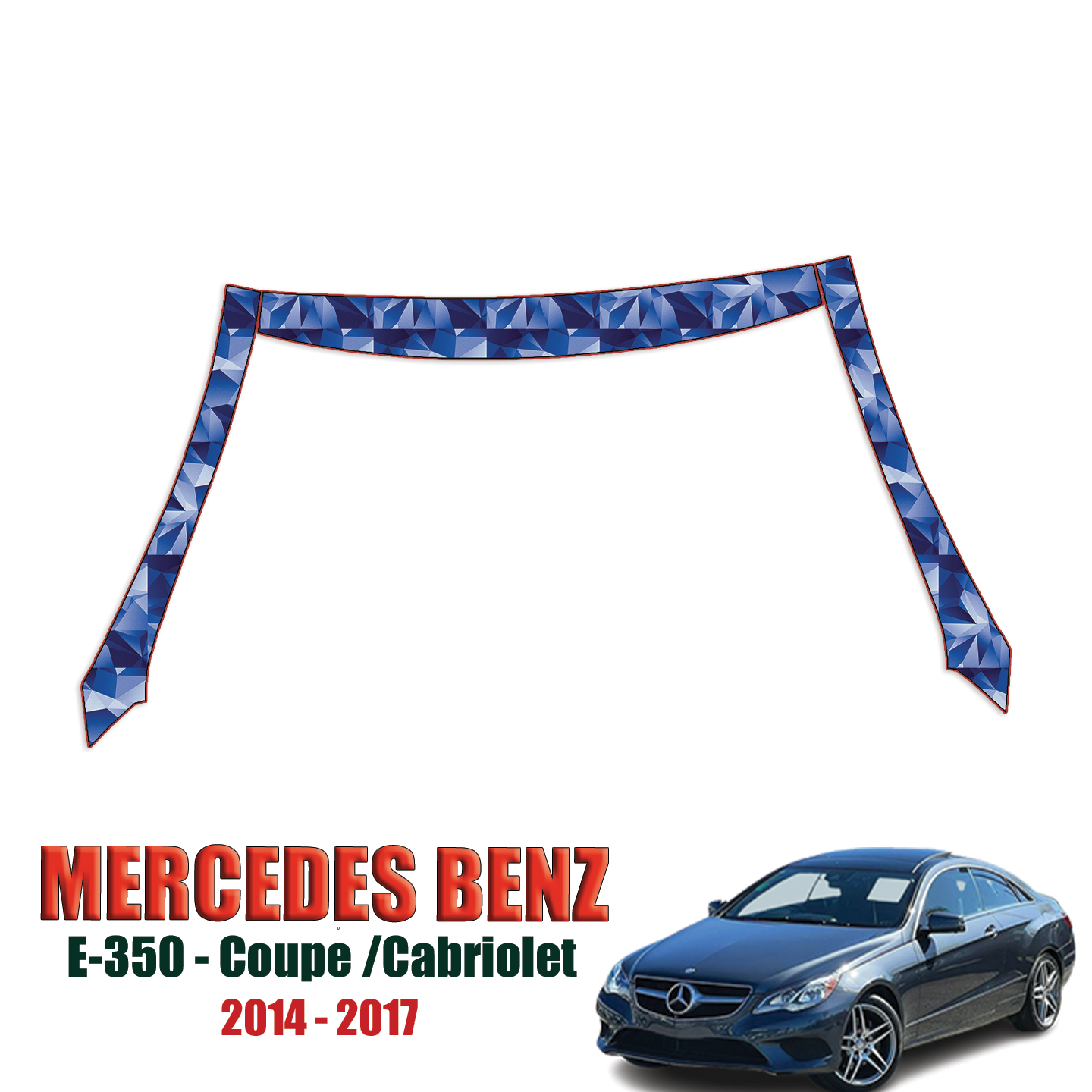 2014-2017 Mercedes Benz E-350 Precut Paint Protection Kit – A Pillars + Rooftop