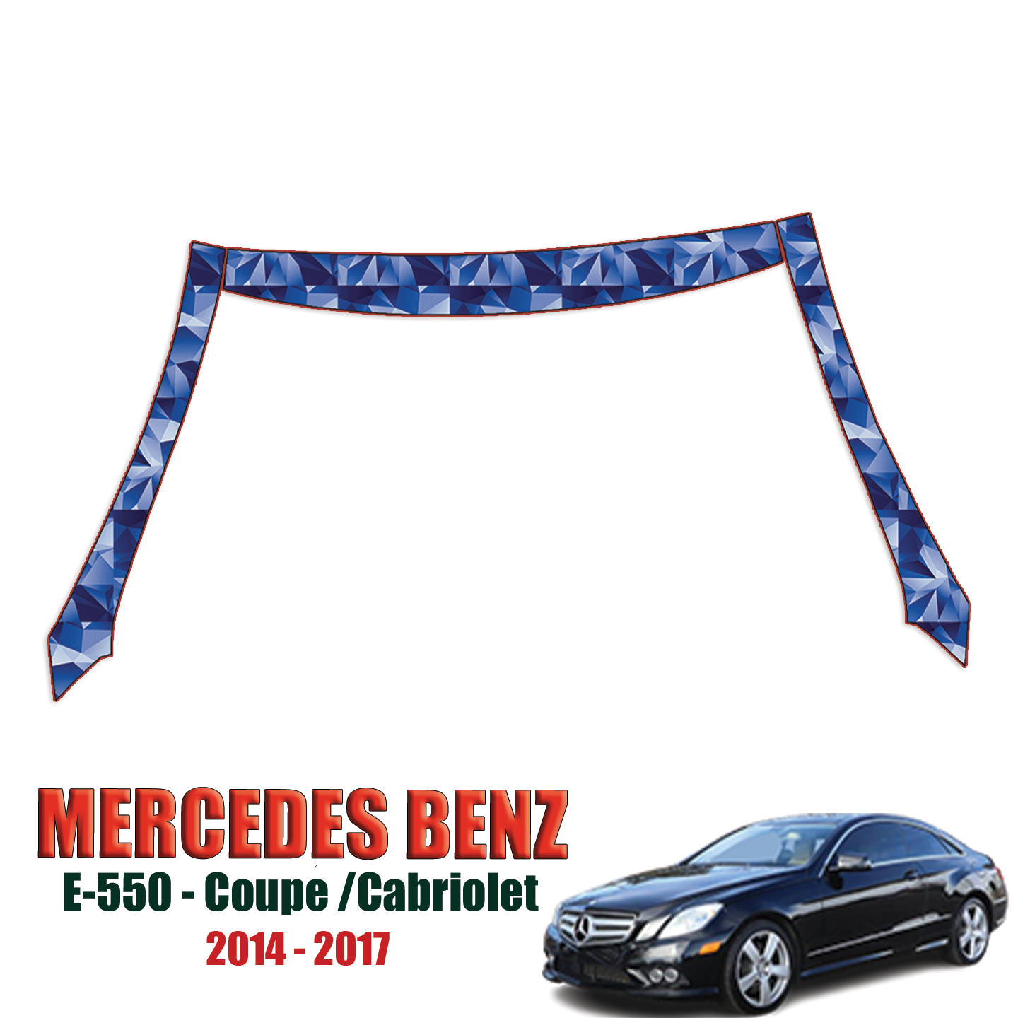 2014-2017 Mercedes Benz E-550 Precut Paint Protection Kit – A Pillars + Rooftop