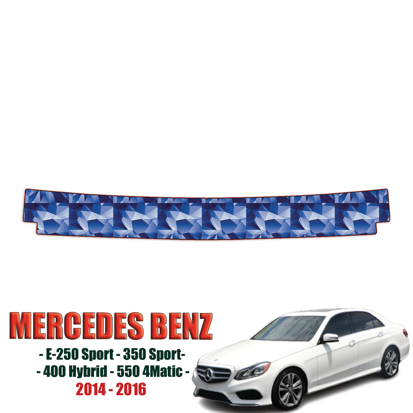 2014-2016 Mercedes Benz  E-250 Sport, E-350 Sport, 400 Hybrid, 550 4matic Precut Paint Protection Kit – Bumper Step
