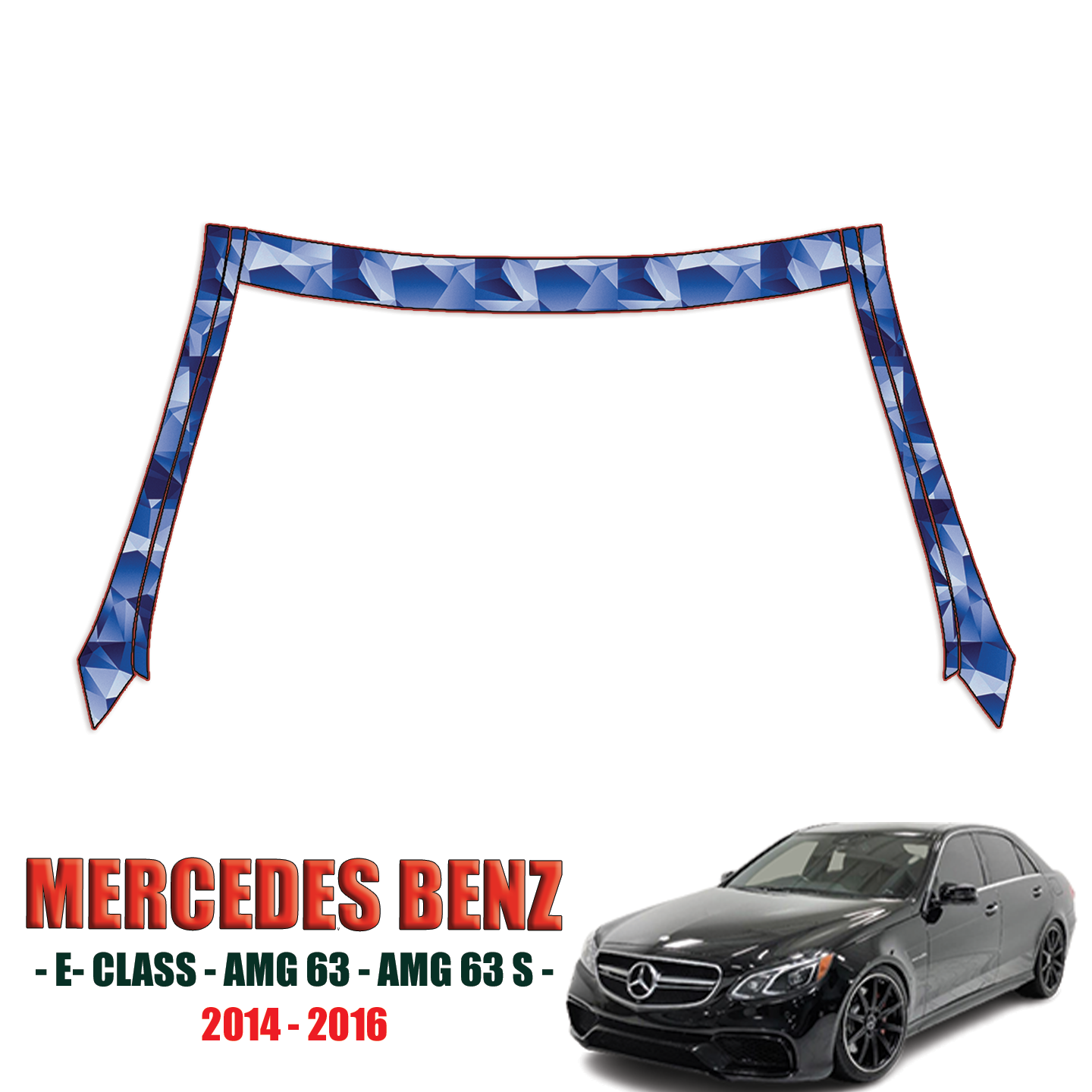 2014-2016 Mercedes Benz E-Class AMG E63, AMG 63S Pre Cut Paint Protection Kit – A Pillars + Rooftop