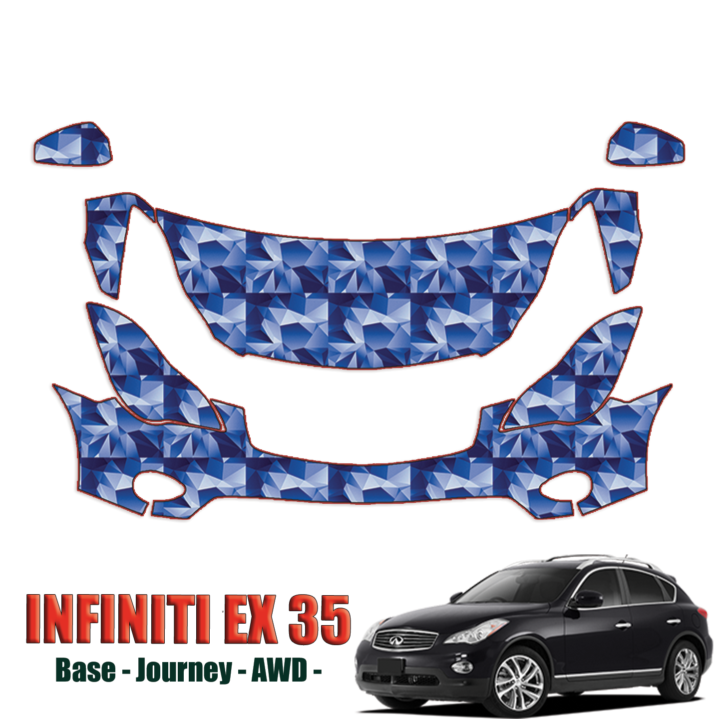 2008-2023 Infiniti EX35 – Base, Journey, AWD Precut Paint Protection Kit (PPF) – Partial Front