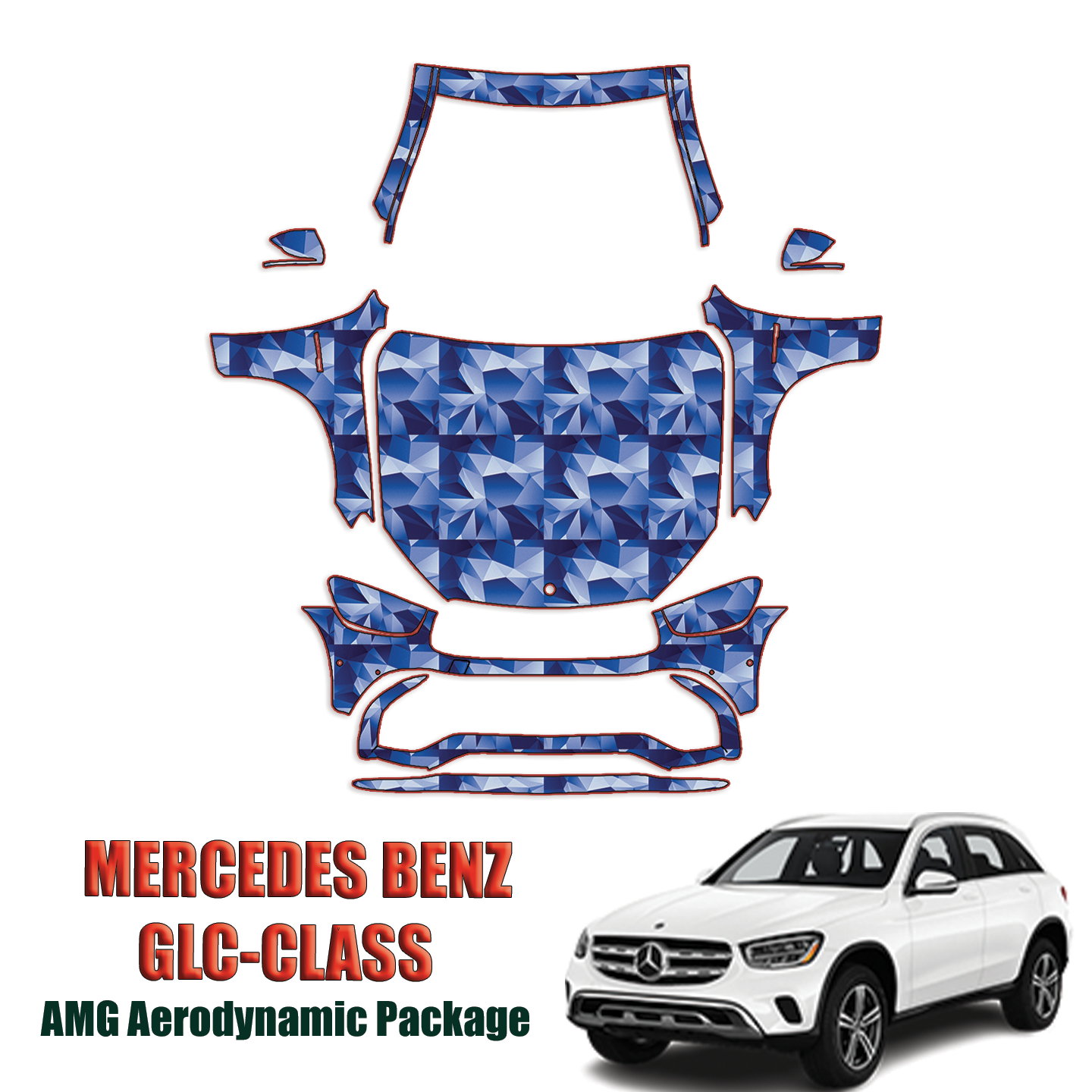 2020-2023 Mercedes-Benz GLC-Class AMG Aerodynamic Package Pre Cut Paint Protection Kit – Full Front