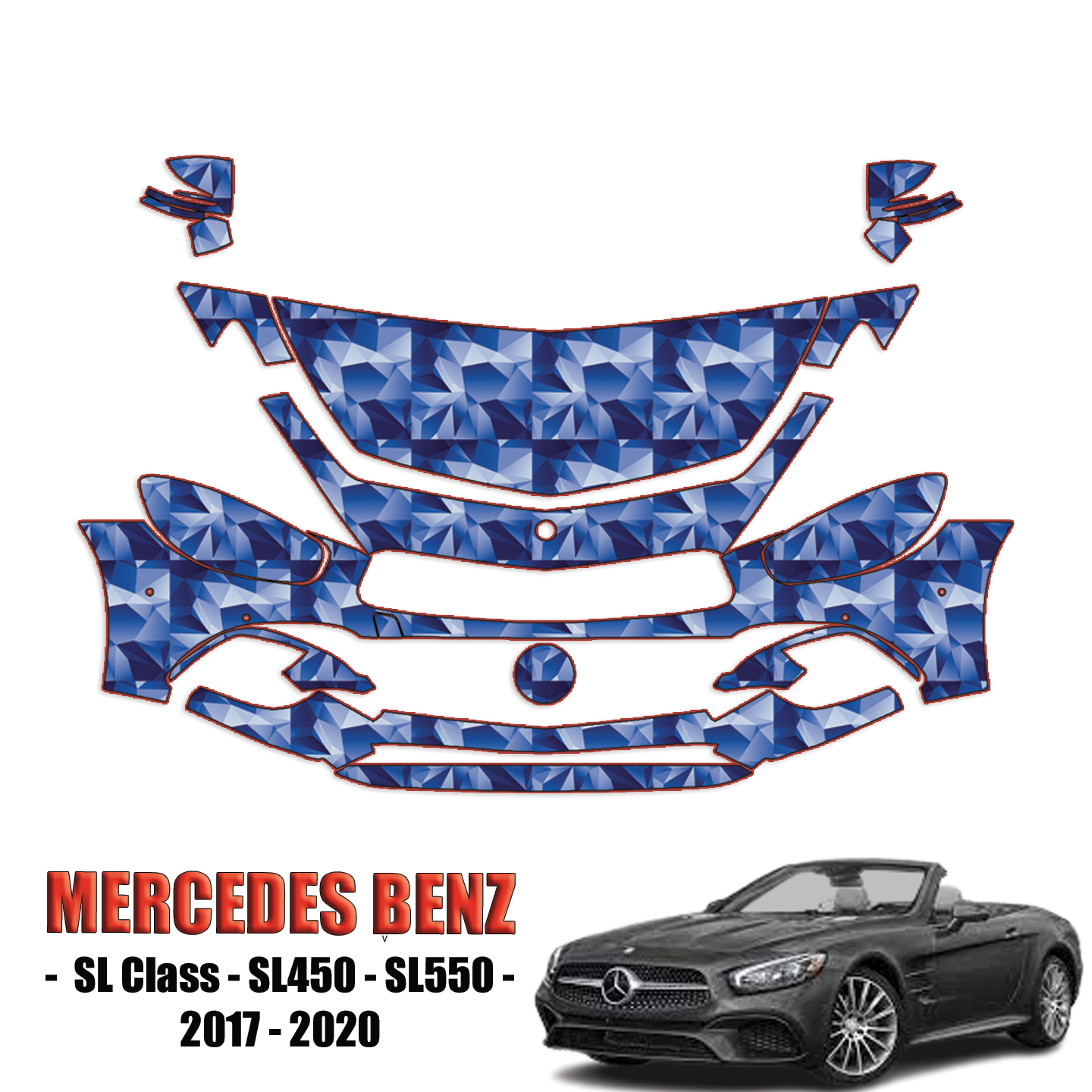 2017-2020 Mercedes Benz – SL450 – SL550 Pre-Cut Paint Protection Kit – Partial Front