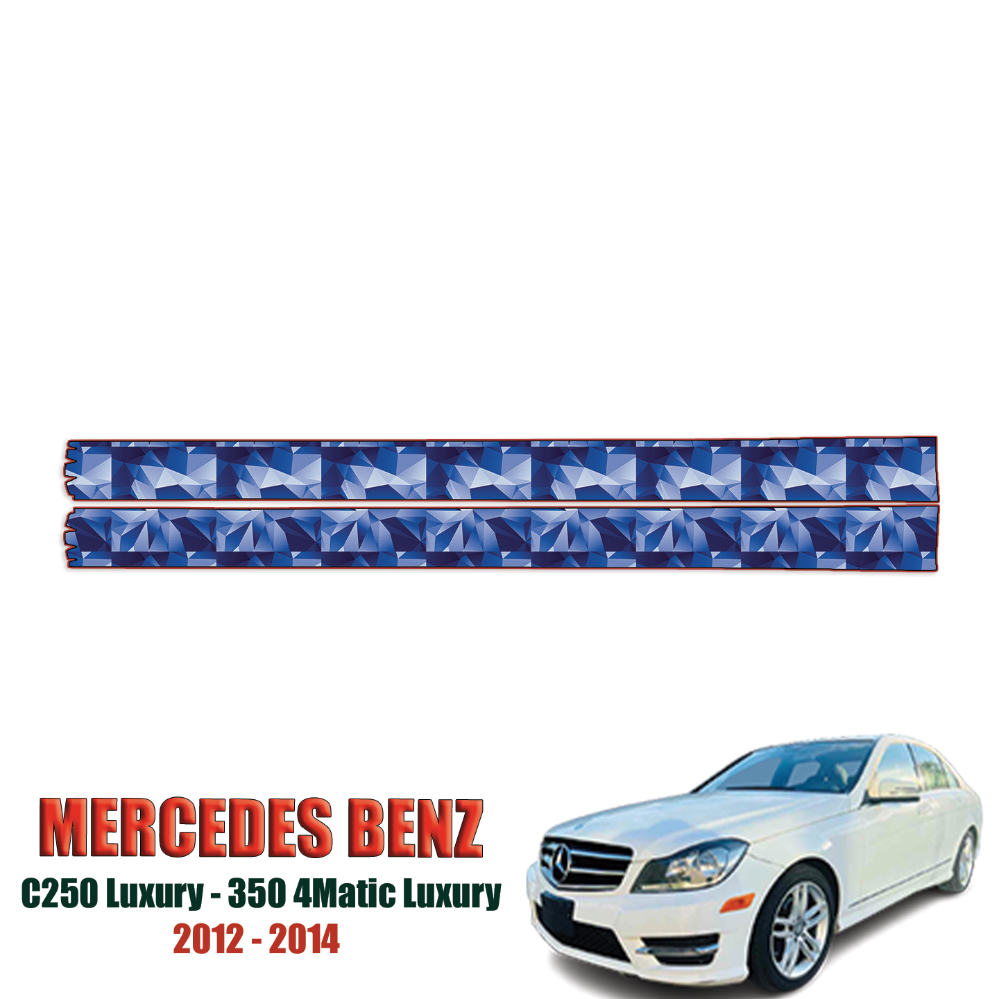 2012-2014 Mercedes Benz C-Class, C250 Luxury, 300 4matic Luxury Precut Paint Protection Kit – Rocker Panels