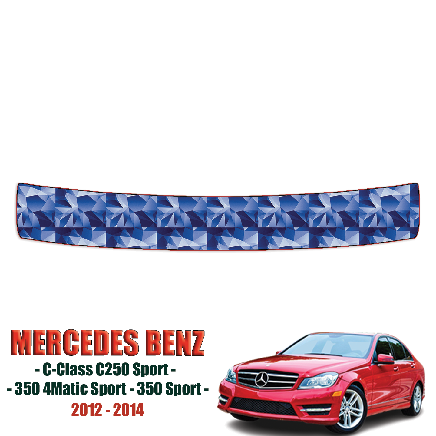 2012-2014 Mercedes Benz C-Class, C250 Sport, 300 4matic Sport, 350 Sport Precut Paint Protection Kit – Bumper Step