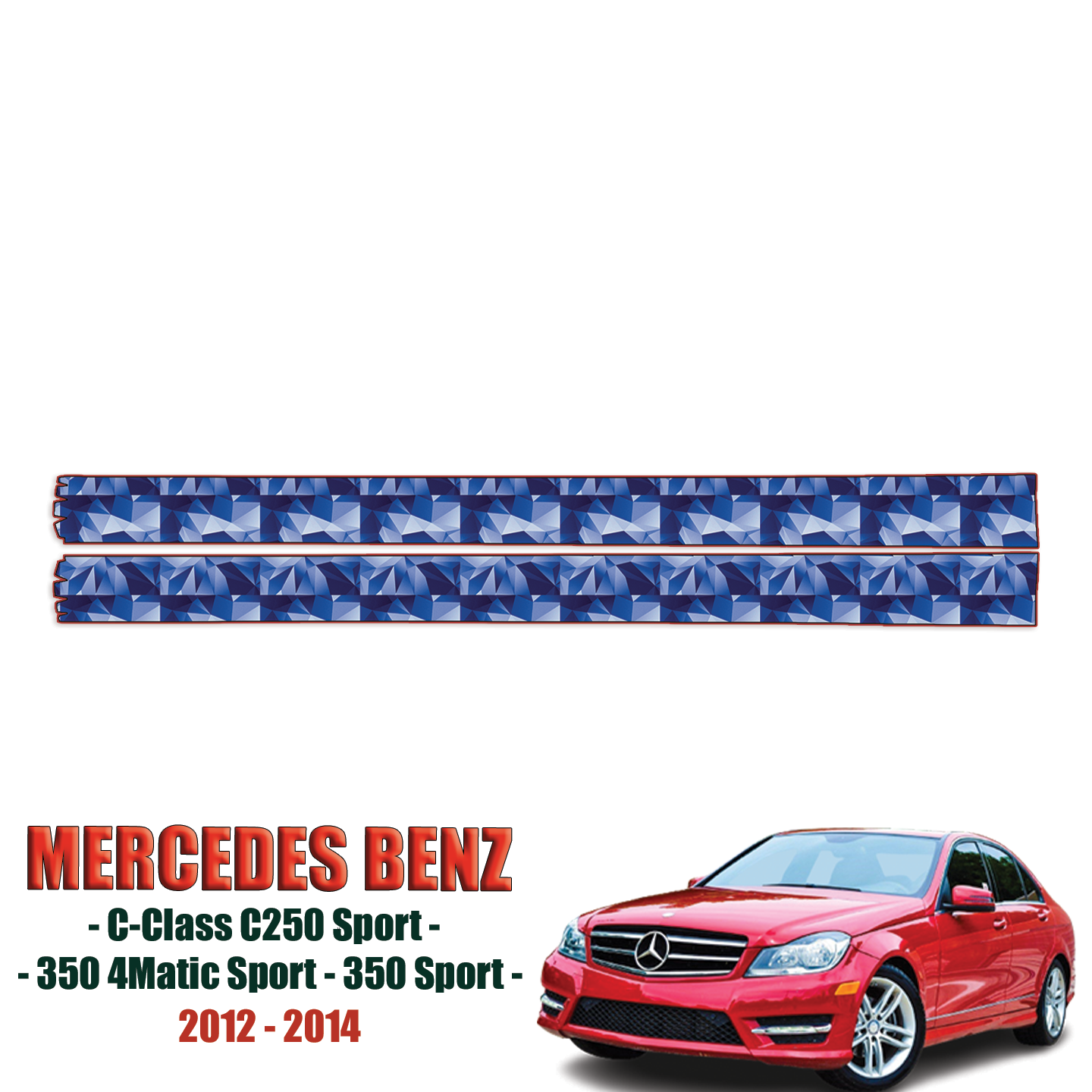 2012-2014 Mercedes Benz C-Class, C250 Sport, 300 4matic Sport, 350 Sport Precut Paint Protection Kit – Rocker Panels