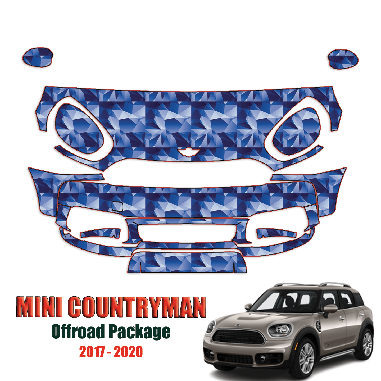 2017-2020 Mini Countryman – 4 Door Sedan PreCut Paint Protection Kit – Partial Front