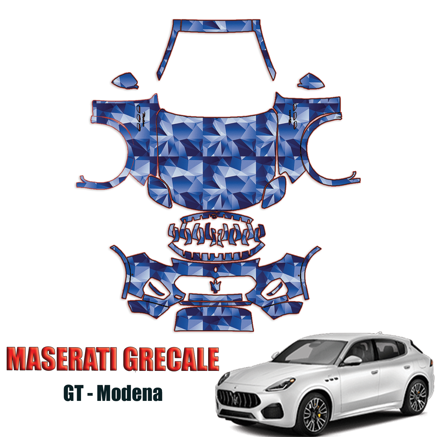 2023-2024 Maserati Grecale – GT, Modena Paint Protection Pre Cut PPF Kit – Full Front