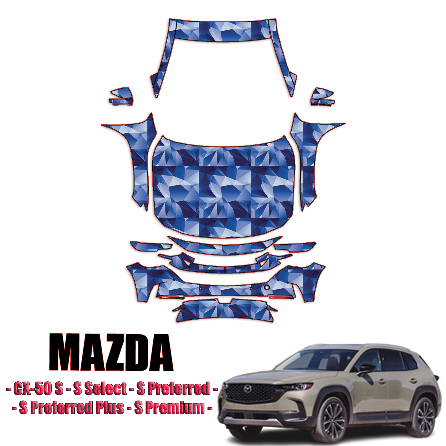2023-2024 Mazda CX-50 Precut Paint Protection PPF Kit – Full Front+